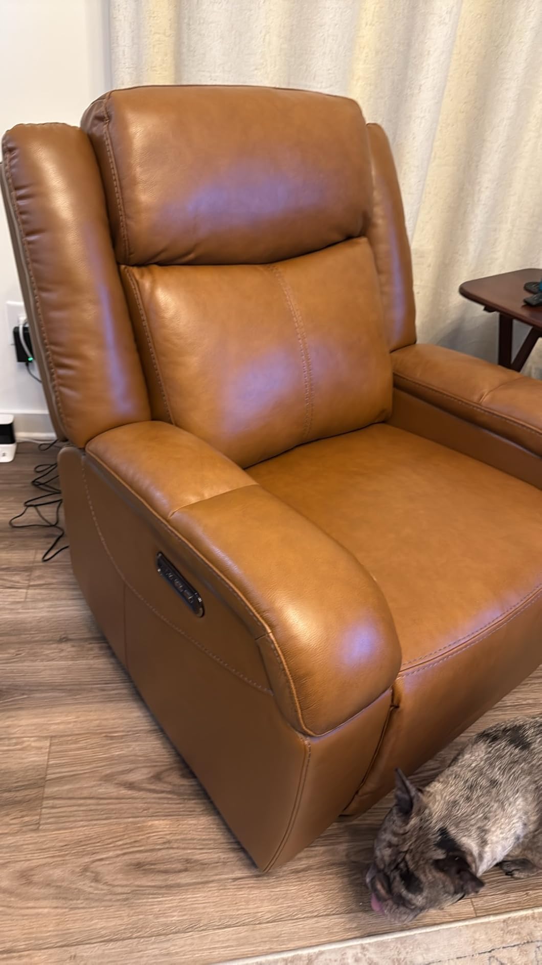 Watson & Whitely Oversized Genuine Leather Power Recliner Chair, Dark Brown | Wall Hugger Recliner for Big and Tall, Power Headrest, Charging Ports, Extra-Large Reclining Sofa for Living Rooms customer photo 2