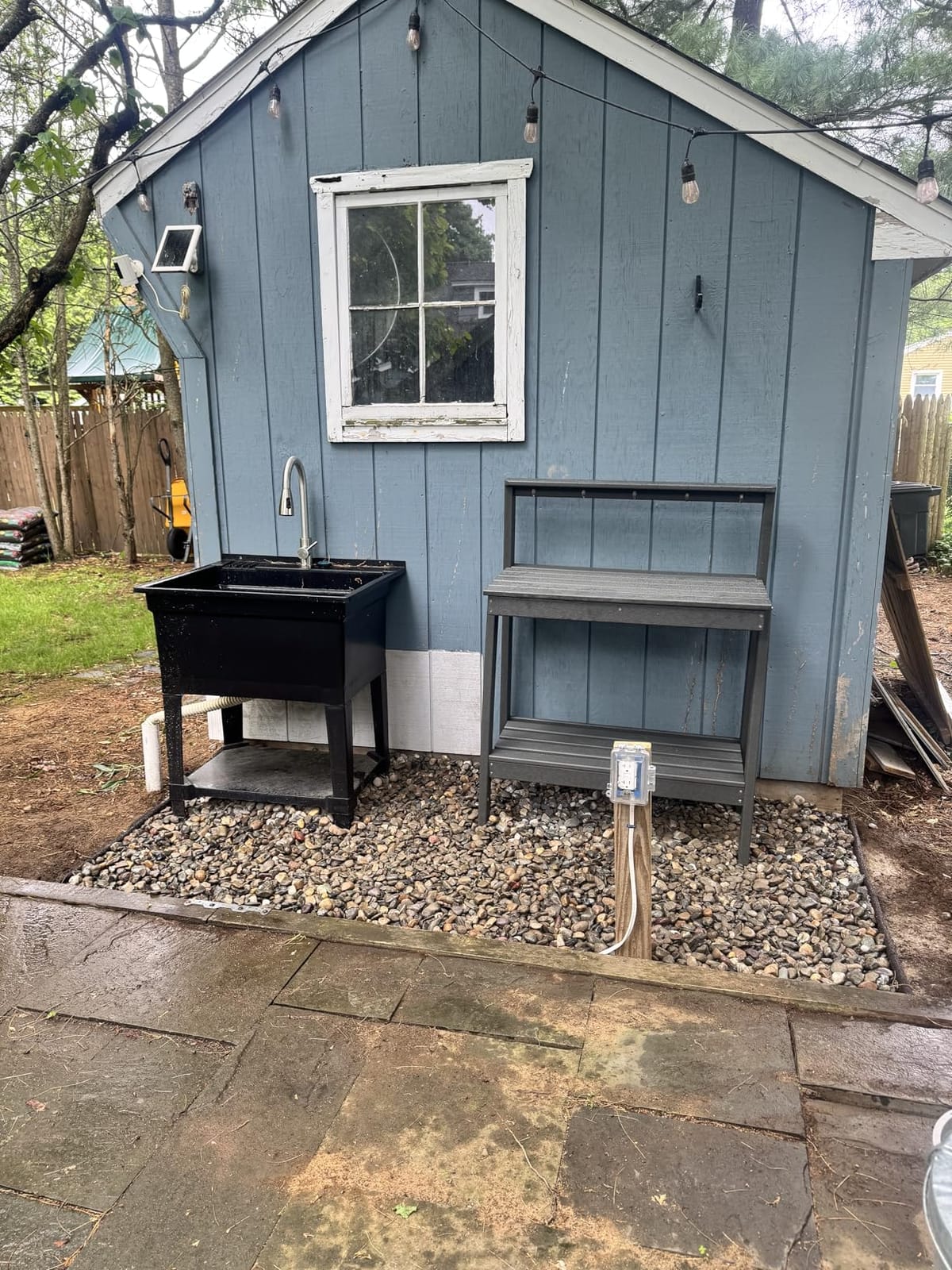 SERWALL 3-Tier Outdoor Potting Bench with Storage, Gardening Table, Grey - Waterproof HDPE Structure customer photo 1