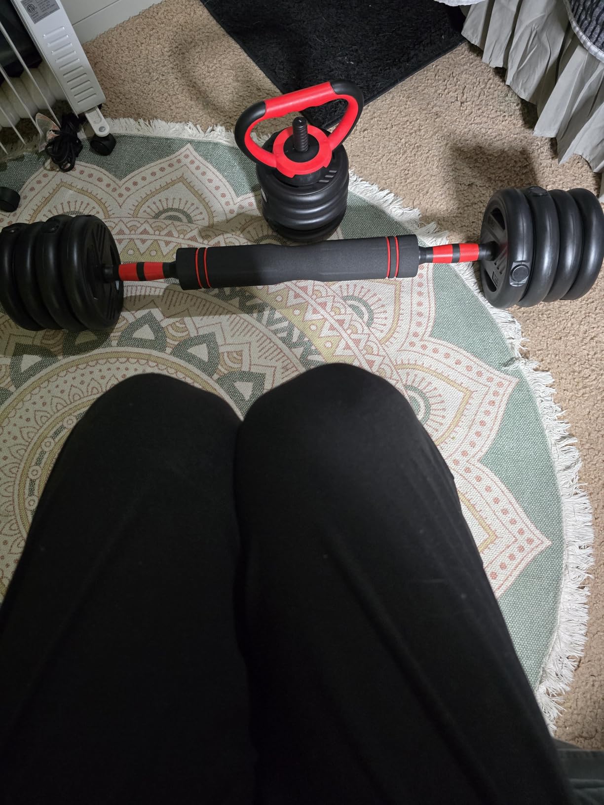 Adjustable Dumbbell Set, 20/30/45/70/90lbs Free Weight Set With Double Locknut, 5-in-1 Dumbbells Set Includes Barbell, Kettlebells, Push up Stand, Weight Plate, Fitness Exercise for Home Gym Suitable Men/Women customer photo 1