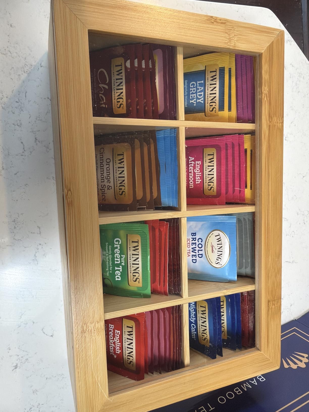 Twinings Tea Sampler Collection - 80 Tea Bags, 20 Flavours/Assorted Tea, Gift Set in Decorative Bamboo Box - Wooden Organizer Tea Chest Included - Ideal for Home, Office, Family & Friends (Bamboo Box) customer photo 1