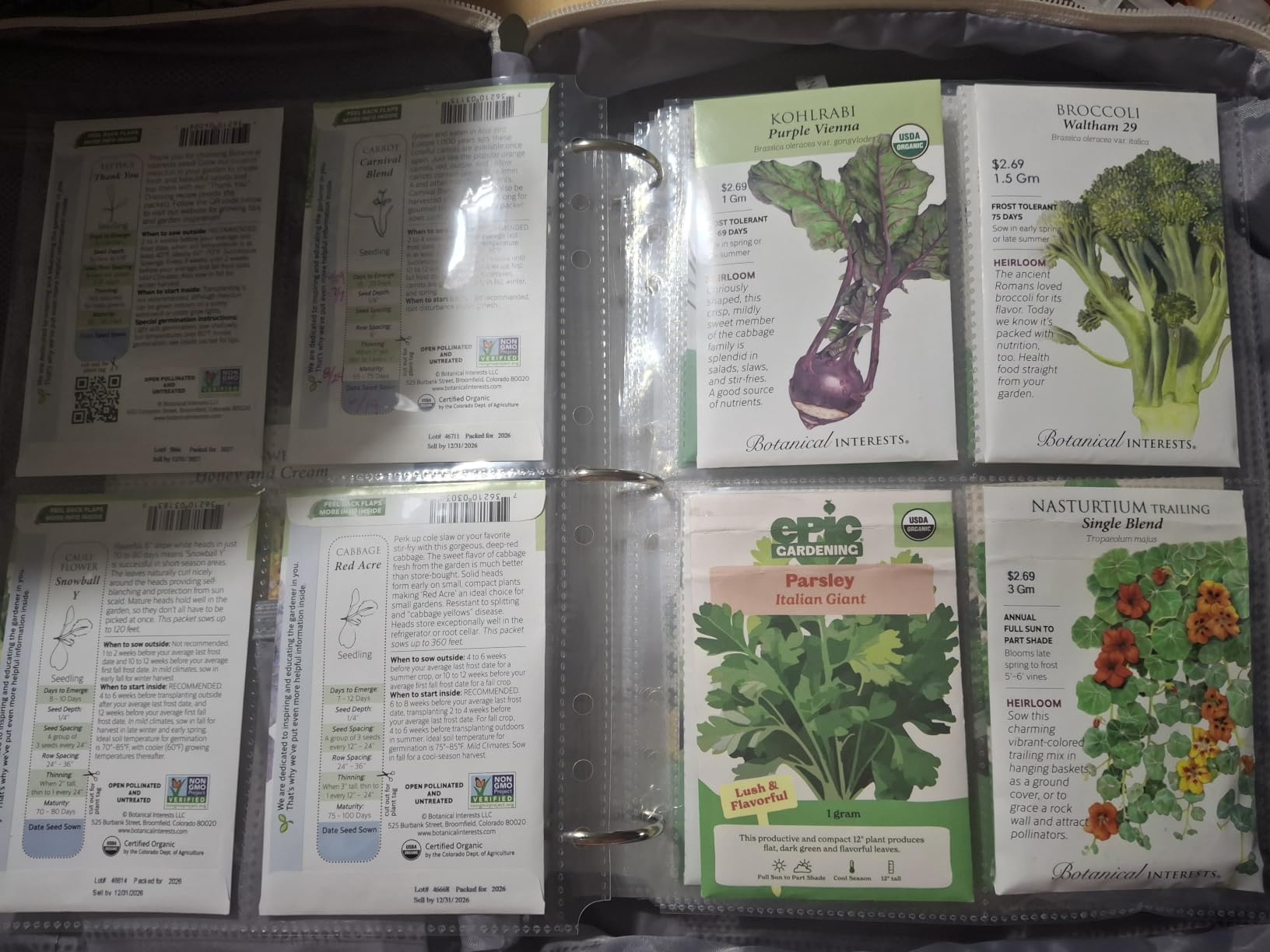 Seed Storage Organizer Binder with 20 Reusable Seed Envelopes | 30 Sheet Protectors Holds 120 Packets Envelopes, 3-Ring Seed Binder Saving Bag for Garden Planner, Adjustable Shoulder Strap customer photo 2