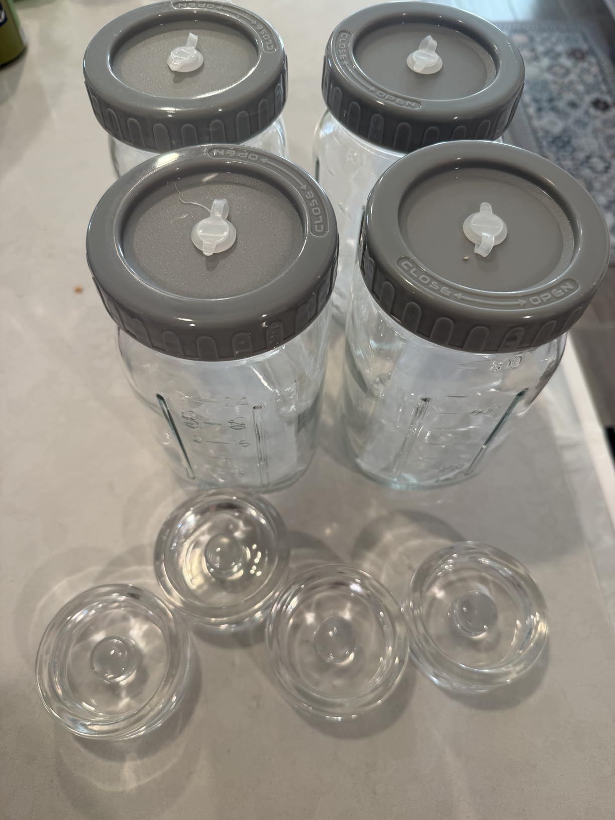 4-Pack Mason Jar Fermentation Kit(Jars Included) Four 32oz Fermentation Jars with Plastic Fermenting Lids, Airlocks, Silicone Rings & Grommets, and Glass Weights for Easy Fermenting & Storage customer photo 2