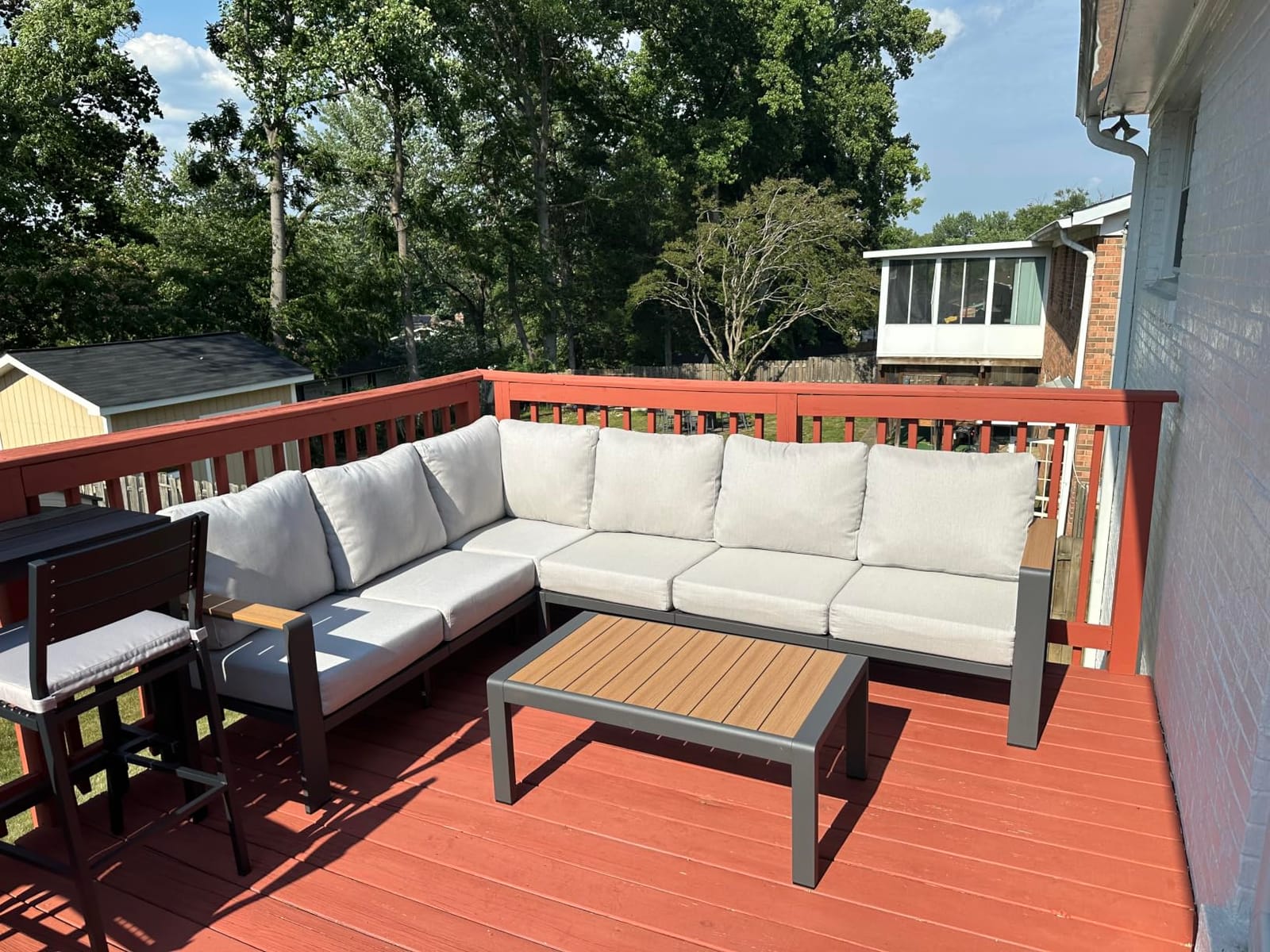 Aluminum Outdoor Patio Furniture Set 6 Seats, Outdoor Sectional Corner Sofa with Thick Waterproof Cushions & Coffee Table, Patio Conversation Sets for Backyard, Porch, Balcony, Deck, Gray customer photo 2