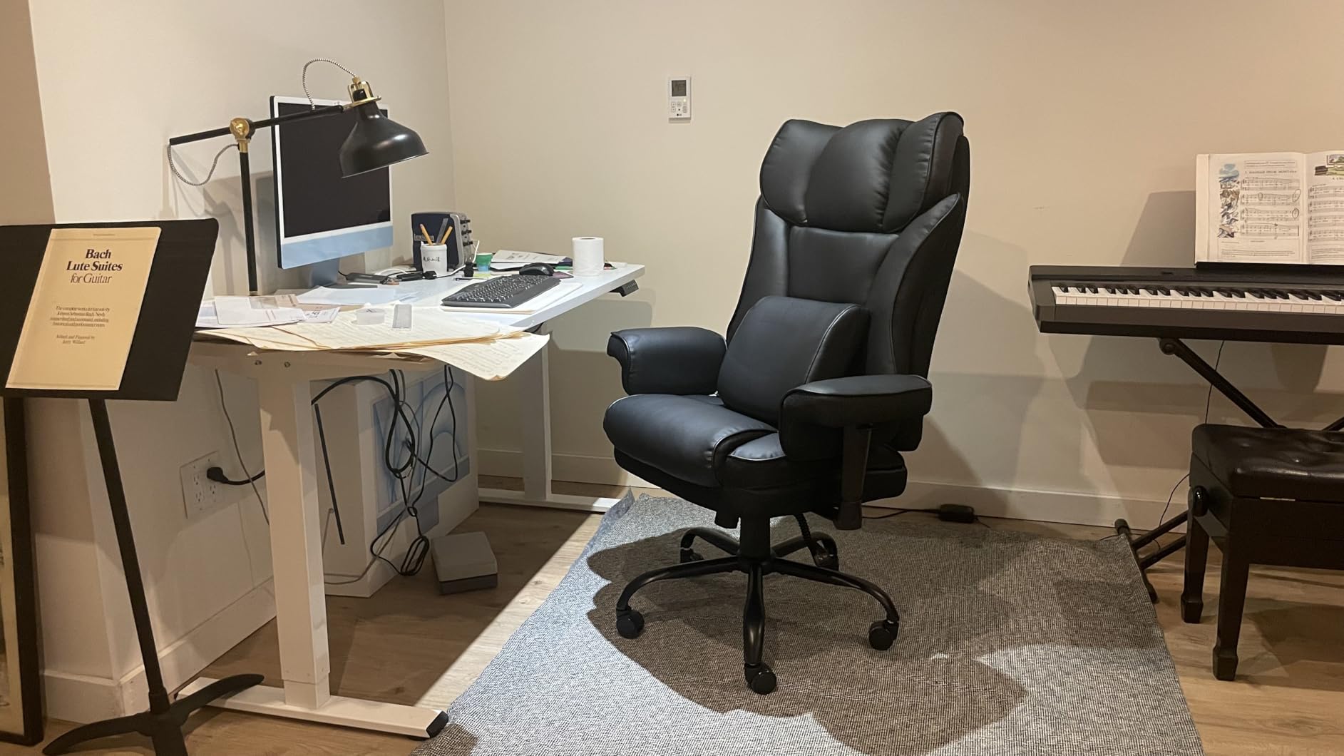 BOSMILLER 650lbs Large Big and Tall Office Chair for Heavy People with Adjustment Lumbar Support, Comfy Padded Heavy Duty Leather Executive Office Chair with Quiet Rubber for Adults 8 Hours Daily Work customer photo 2