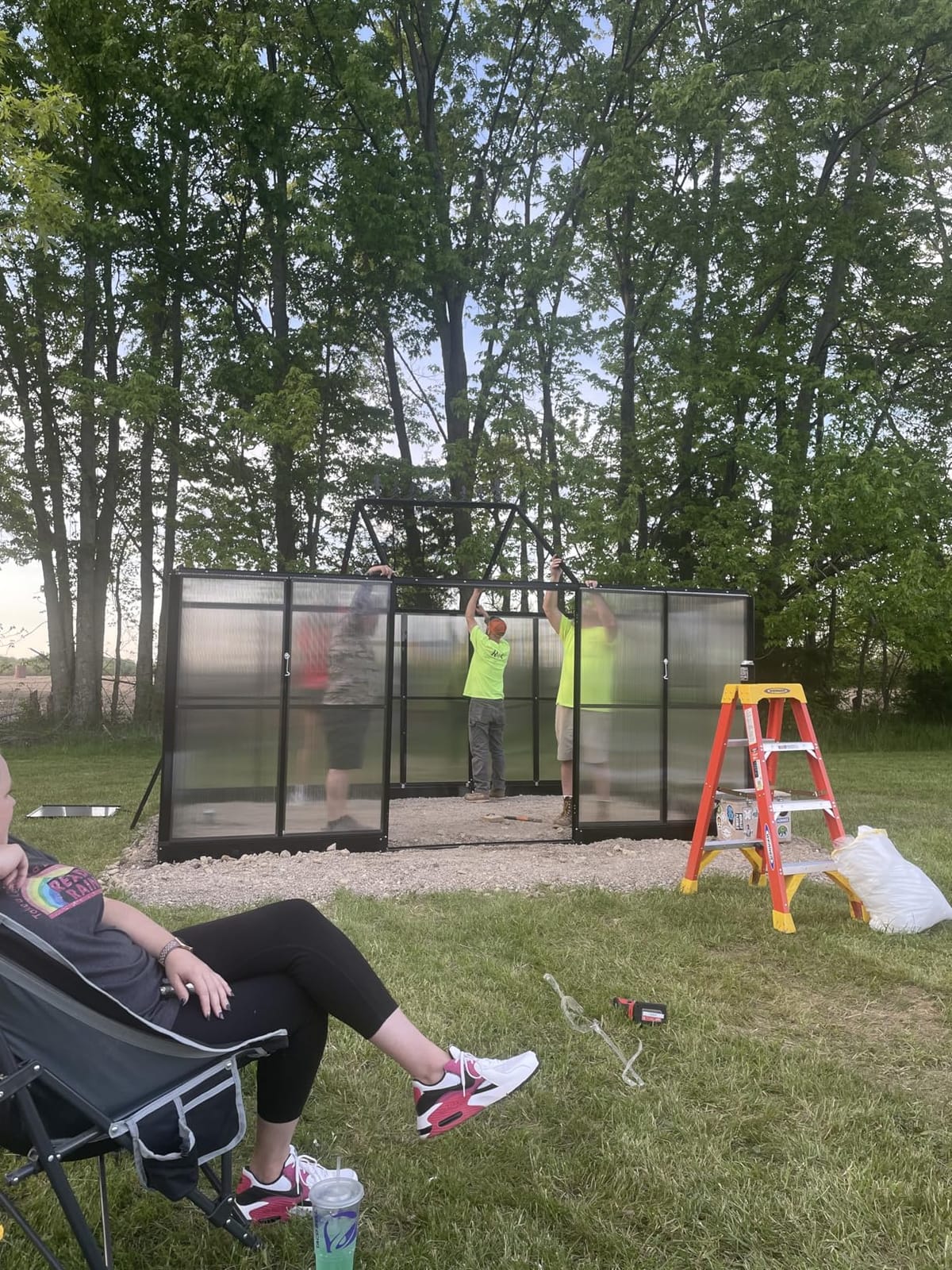 AMERLIFE 12 x 10 x 8-Ft Hybrid Polycarbonate Greenhouse | Quick-Connect Aluminum Frame, Dual Roof Vents, Double Doors, Gutters, Walk-In Design, Black customer photo 1