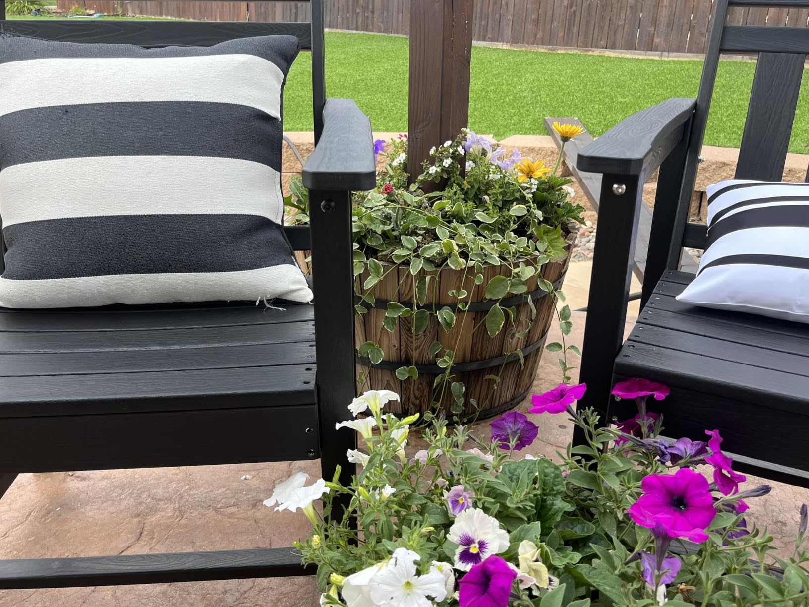 Patio Chairs Set of 2, HDPE Outdoor Dining Chairs with Wide Seat, All Weather Oversized Porch Chair for Garden, Backyard, Deck - Grey customer photo 2