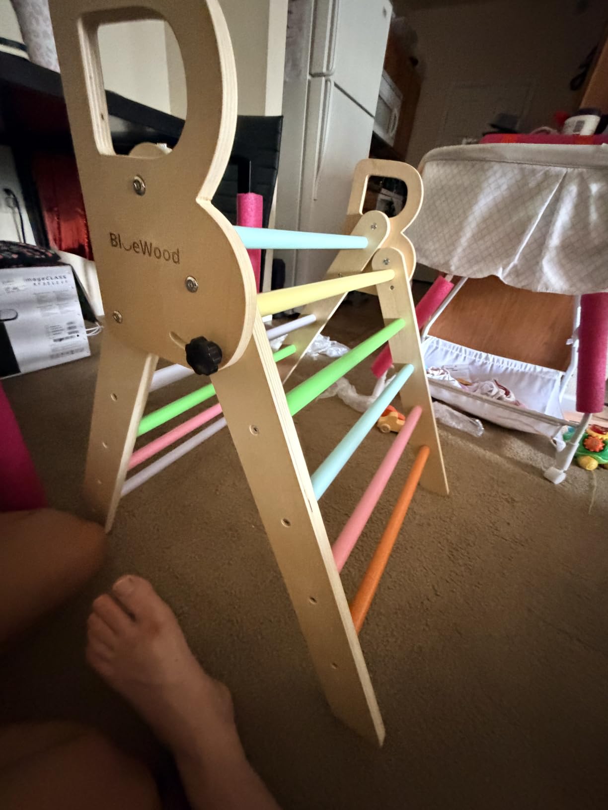 Pikler Triangle Set with Safe Handle, Foldable 7-in-1 Montessori Toddler Climbing Toys Indoor, Wooden Pickler Climbing Set, Baby Jungle Gym & Playground, Climbing Toys for 1-3 Year, Colorful customer photo 2