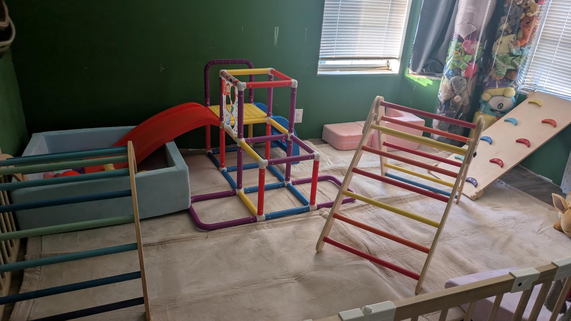 Large Pikler Triangle Set, 7-in-1 Toddler Climbing Toys Indoor, Wooden Montessori Climbing Set with Arch Ramp Ladder, Foldable Baby Jungle Gym Playground (Wood Natural) customer photo 2
