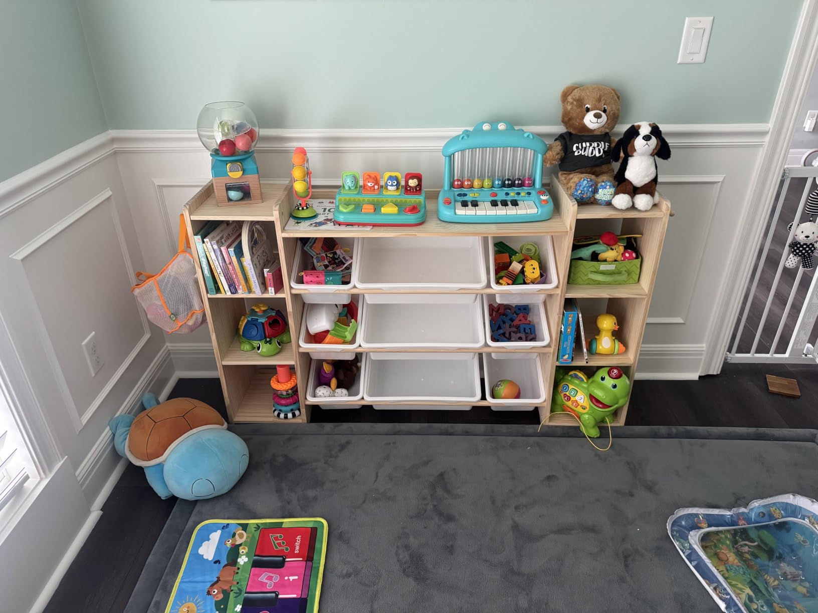 GITAWUSA Toy Storage Organizer, Kids Bookshelf with 6 Shelves, 9 Toy Bins & 6 Hooks | Toy Shelf, Storage Bin Unit, Toy Organization for Playroom, Nursery, Bedroom, Toddler Room, White, 57''W customer photo 1