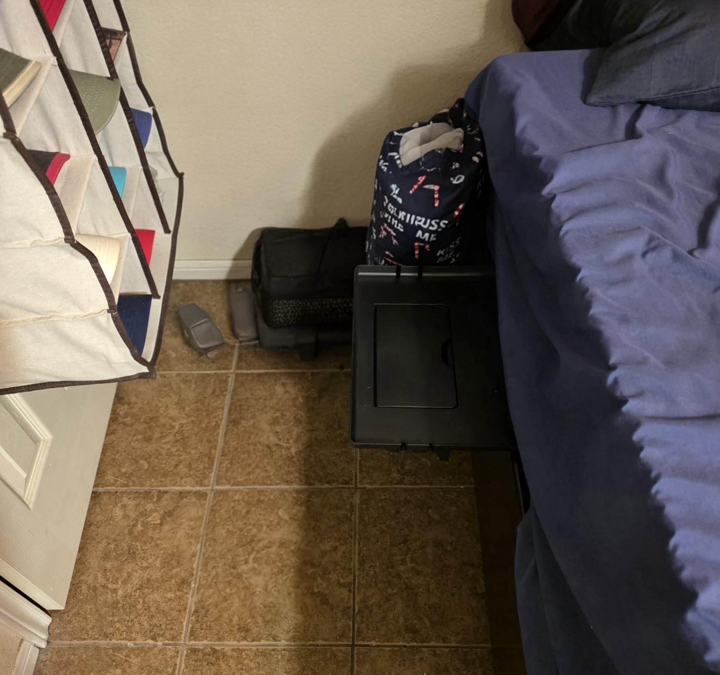 COOL-ANGLE Bedside Shelf for Bunk Bed & College Dorm, 13x9.5 Clamp-On Floating Nightstand with Hidden Storage & Cable Management, Fits Bed Rails up to 2.9
