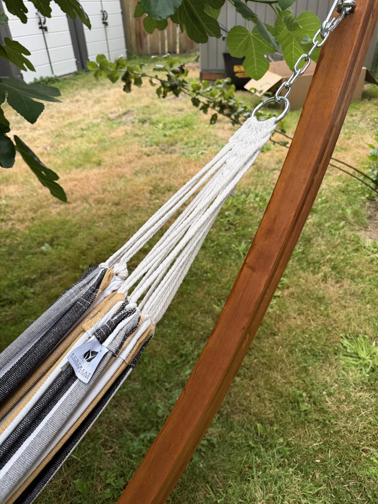 Freestanding Hammock with 10 ft Wooden Stand Included, Coffee | Stand Alone Hammock for Outside, 475 lbs Capacity customer photo 2