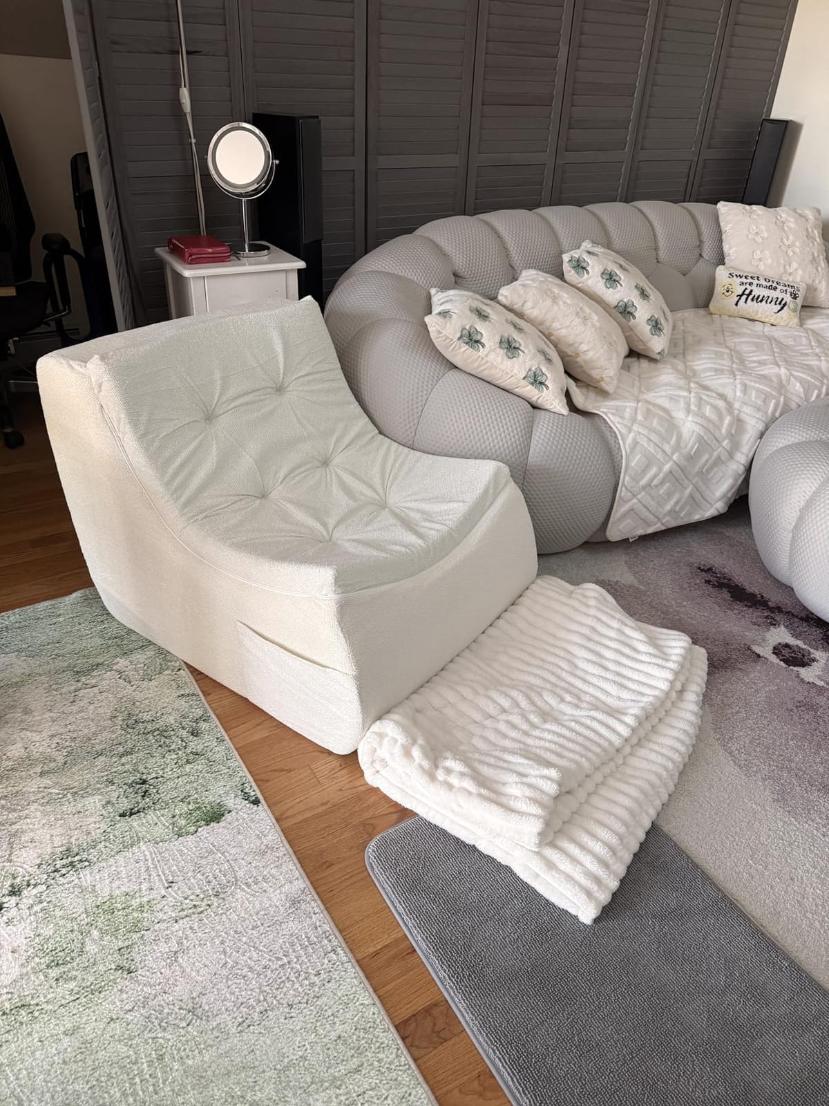 Boneless Single Sofa Memory Foam Couch Chair for Small Spaces, Compressed Accent Chair for Bedroom, Comfortable Single Seating, Cozy Reading Nook Lounge, 26.8X33.8X26.8 Inches Beige customer photo 1
