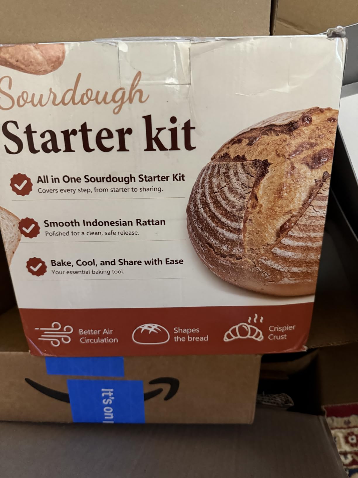 Sourdough Starter Kit, Sourdough Bread Baking Supplies, Banneton Bread Proofing Basket with Starter Jar, Dough Whisk, Scrapers, Recipe, Round Bread Proofing Basket, for Bread Baking customer photo 1