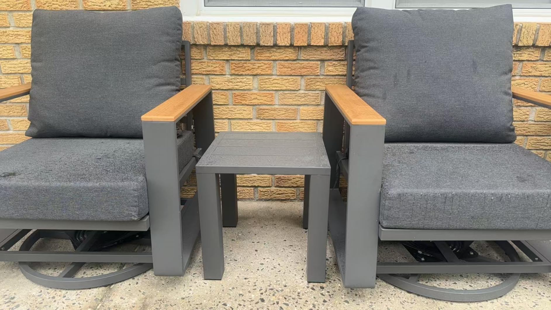 Vexwalx Aluminum Luxury Outdoor Swivel Patio Chairs with Table Set, Oversized 3 Pieces Patio Conversation Furniture Set with High Back & Washable Cushions customer photo 1