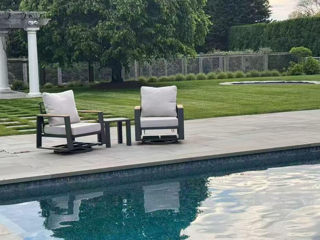 Vexwalx Aluminum Luxury Outdoor Swivel Patio Chairs with Table Set, Oversized 3 Pieces Patio Conversation Furniture Set with High Back & Washable Cushions customer photo 2