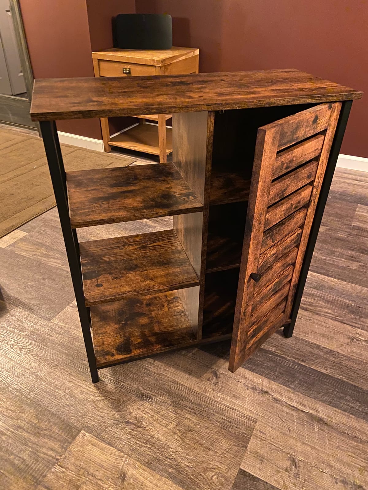 VASAGLE Buffet Cabinet, Sideboard, 3 Doors, 42.1 x 15.8 x 31.8 Inches | Farmhouse Coffee Bar Cabinet with 2 Drawers, Adjustable Shelves, Rustic White and Honey Brown, SIREN Collection ULSC531WJ01S customer photo 2