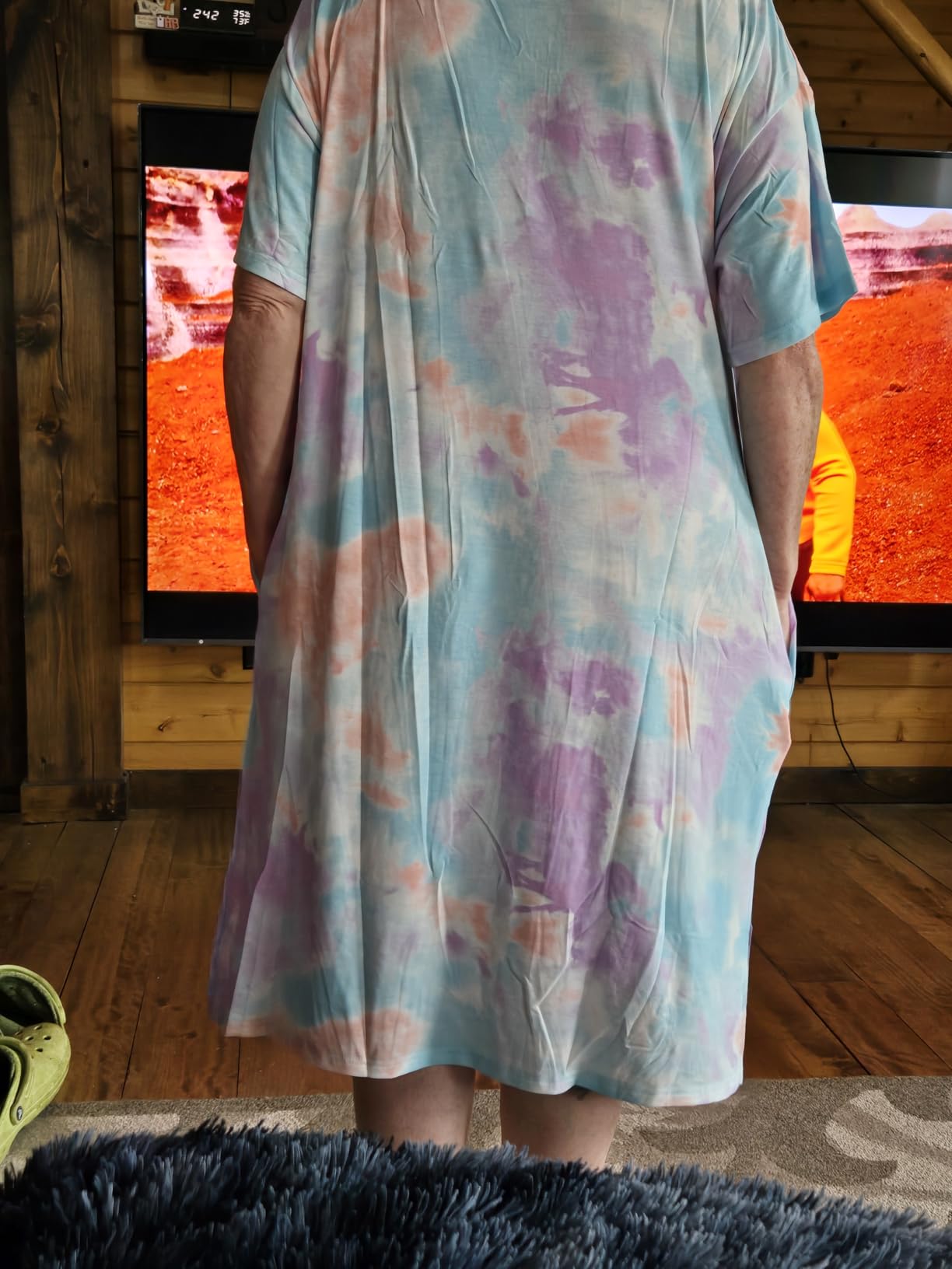 Ekouaer Womens Plus Size Nightgown Bamboo Viscose Short Sleeve Sleepshirt | Lightweight Nightgown with Pockets, Loose Fit Tshirt Nightgown, All-Season Sleepshirt, Sleep Dress, Outdoor Loungewear customer photo 1