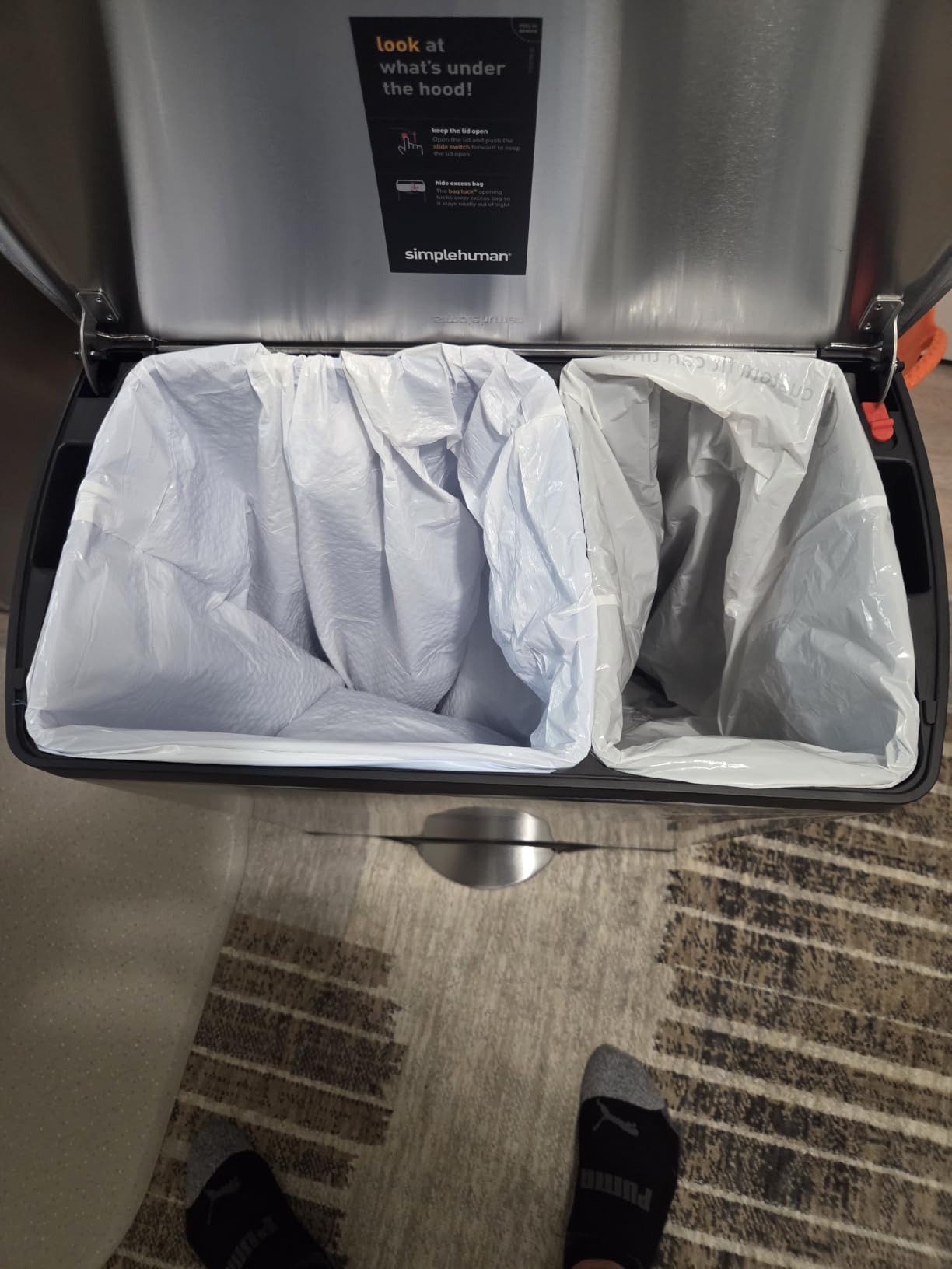 simplehuman 50 Liter / 13.0 Gallon Rectangular Kitchen Step Trash Can, Brushed Stainless Steel customer photo 1