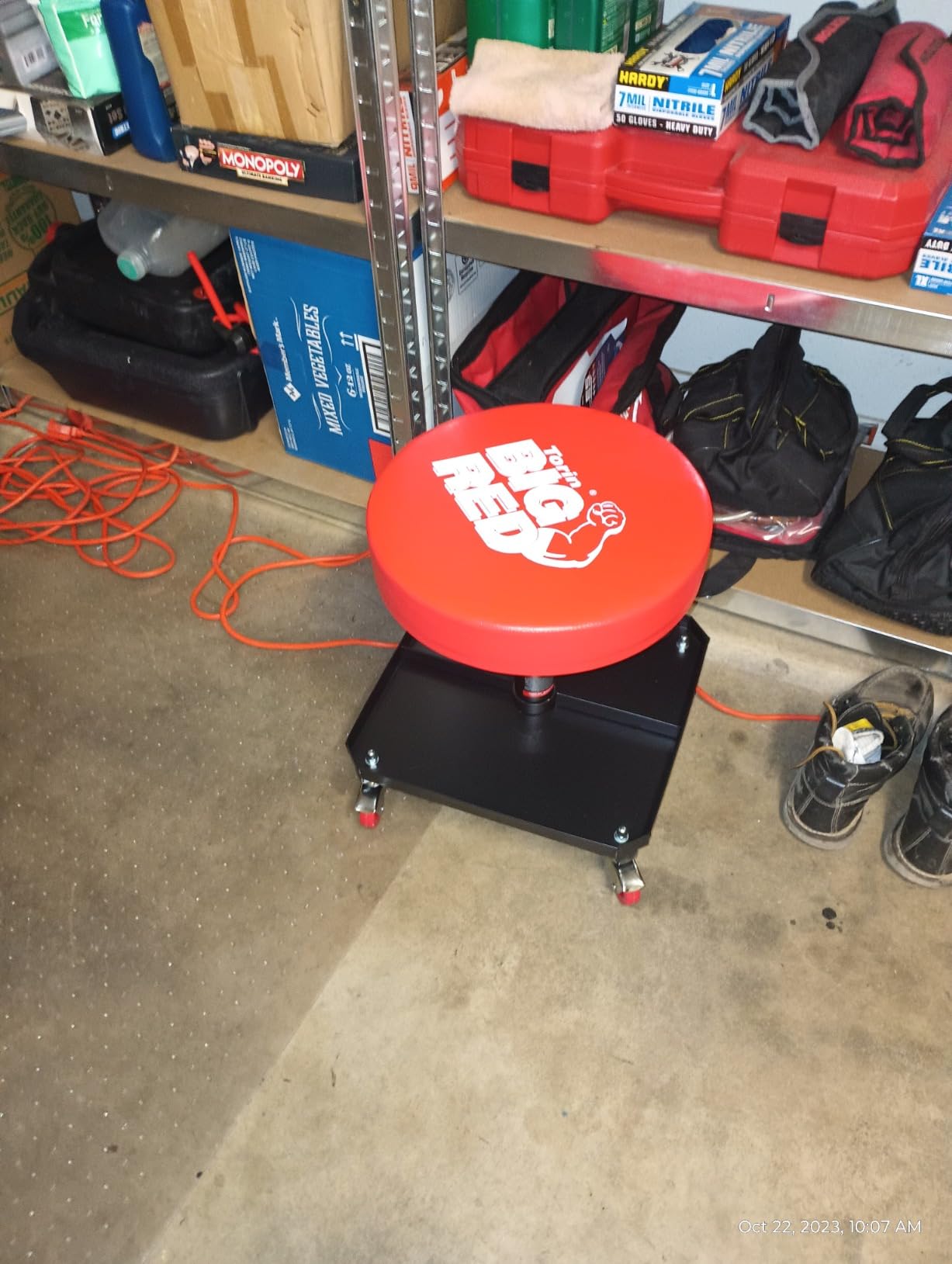Big RED Pneumatic Rolling Mechanic Stool, Large customer photo 1