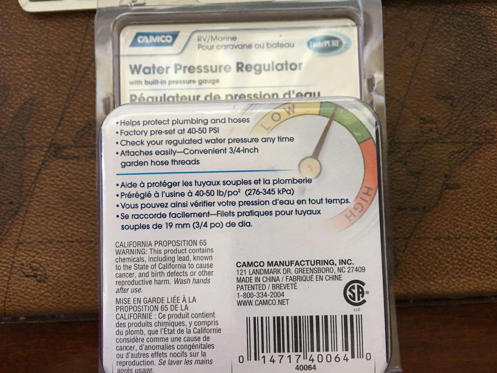 Camco Brass Water Pressure Regulator with Gauge- Helps Protect RV Plumbing and Hoses from High-Pressure City Water - Easy Read Gauge (40064) customer photo 1