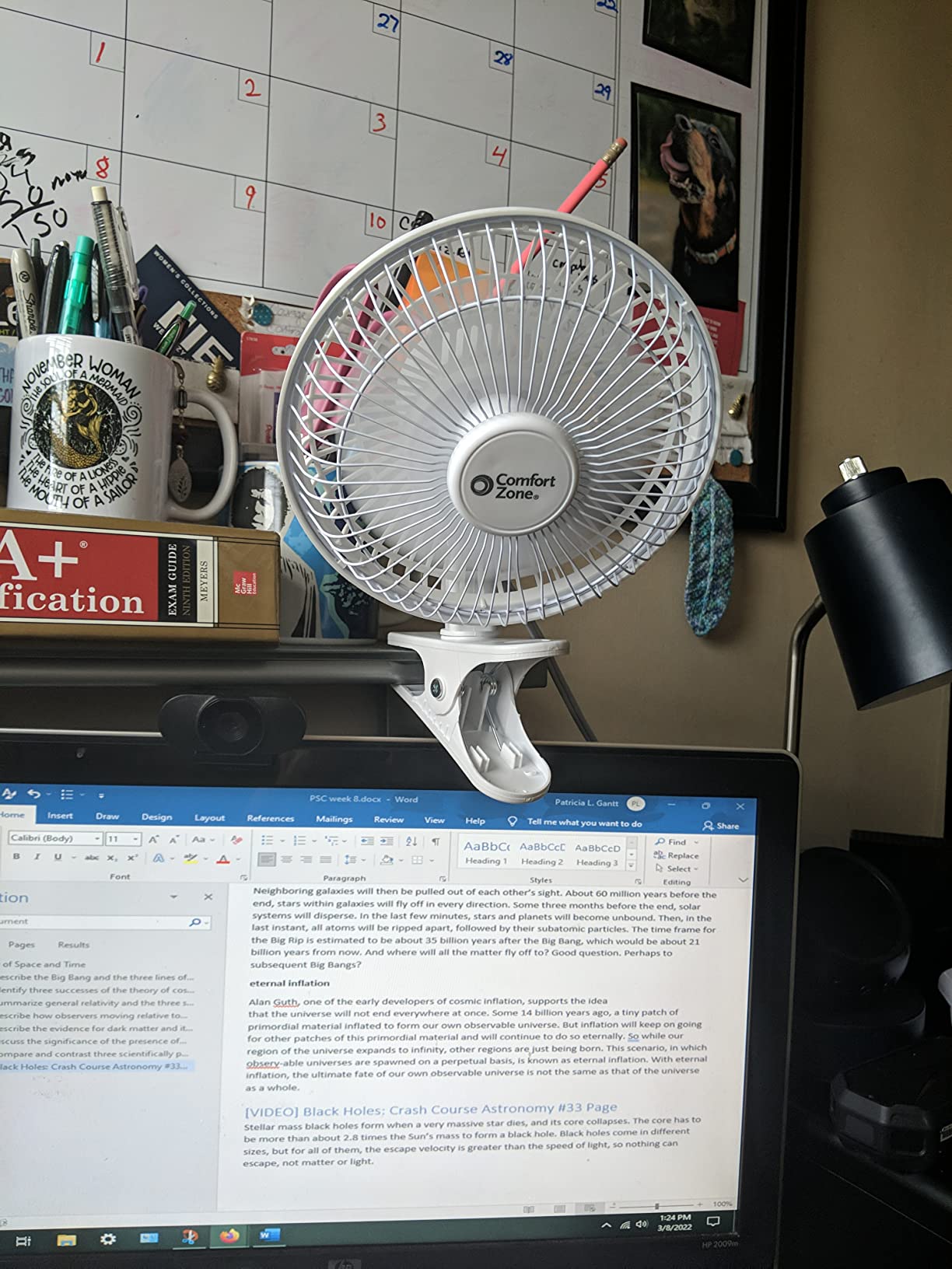 Comfort Zone Portable Clip on Fan with Fully Adjustable Tilt, Electric, 6 inch, Quiet, Indoor, 2 Speed, Mini Desk Fan, Table Fan, Airflow 6.53 ft/sec, Ideal for Home, Bedroom, Dorm & Office, CZ6C customer photo 2
