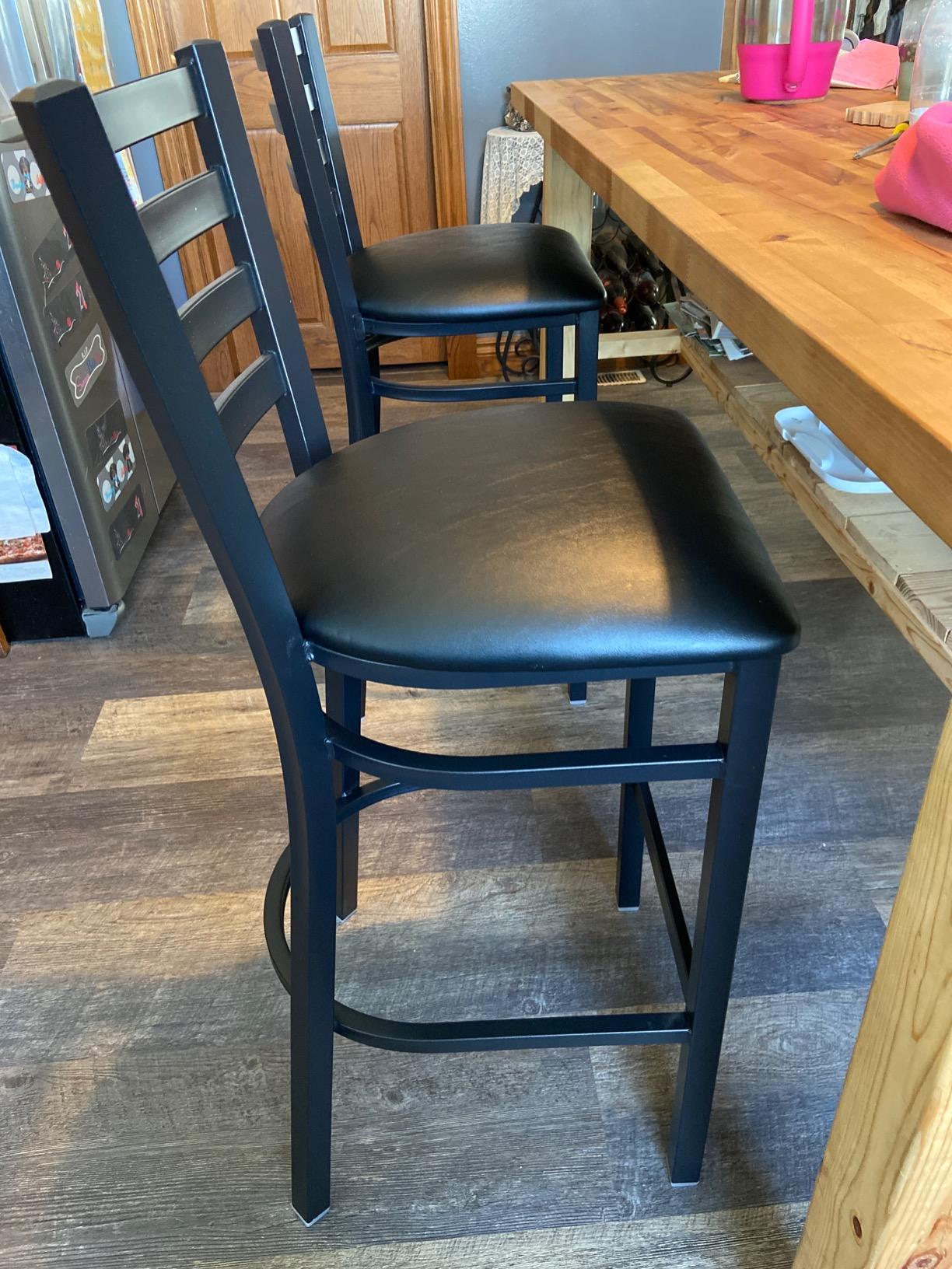 Flash Furniture Hercules Series Ladder Back Metal Restaurant Barstool, Modern Upholstered Armless Bar Height Chair for Restaurants and Kitchens, Black customer photo 2