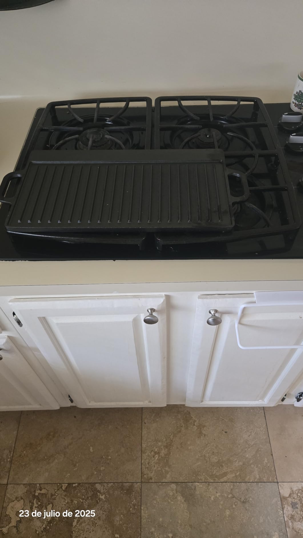 ProSource 2-in-1 Reversible 19.5” x 9” Cast Iron Griddle with Handles, Preseasoned & Non-Stick for Gas Stovetop, Oven and Open Fire. customer photo 1