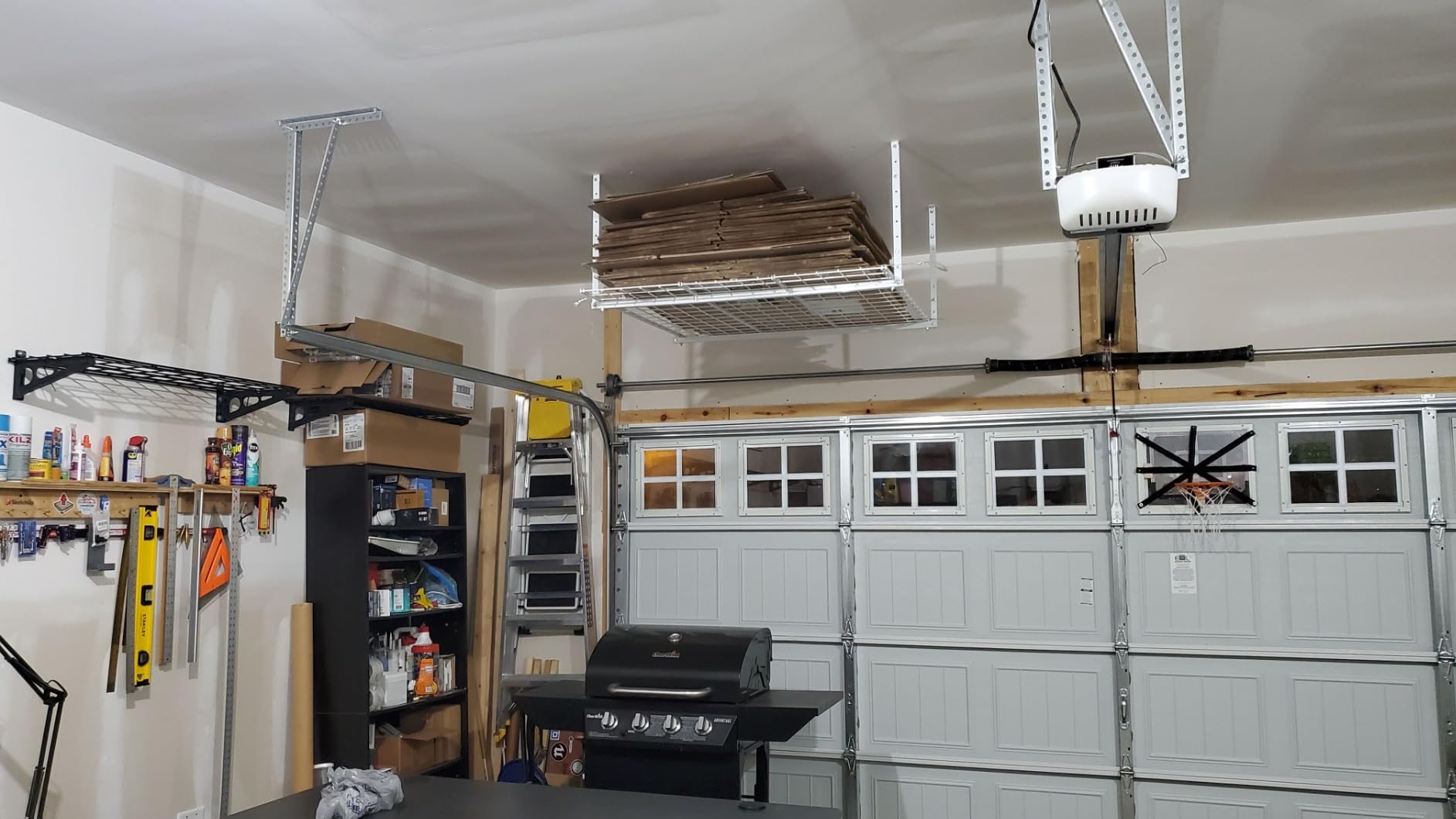 Hyloft Overhead Steel Garage Storage System, Ceiling Rack, 45-Inch x 45-Inch, 00625, Hammertone customer photo 1