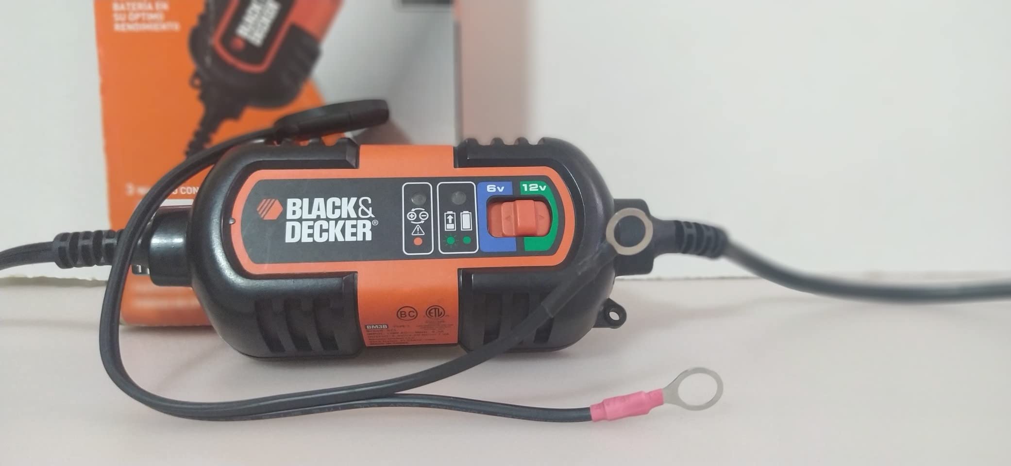 BLACK+DECKER BM3B Fully Automatic 6V/12V Battery Charger/Maintainer with Cable Clamps and O-Ring Terminals, Multi, 1.5 Amp customer photo 2