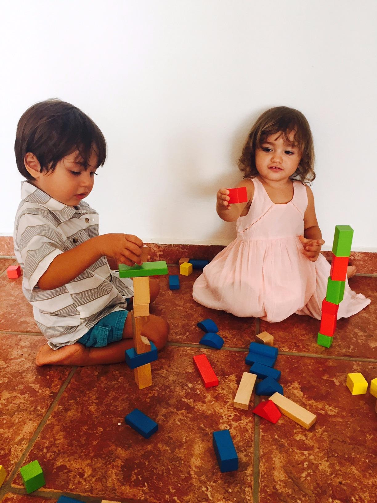 Hape Maple Wood Kids Building Blocks Stacking Wooden Block Educational Toy Set for Toddlers, 50 Brightly Colored Pieces in Assorted Shapes and Sizes customer photo 1