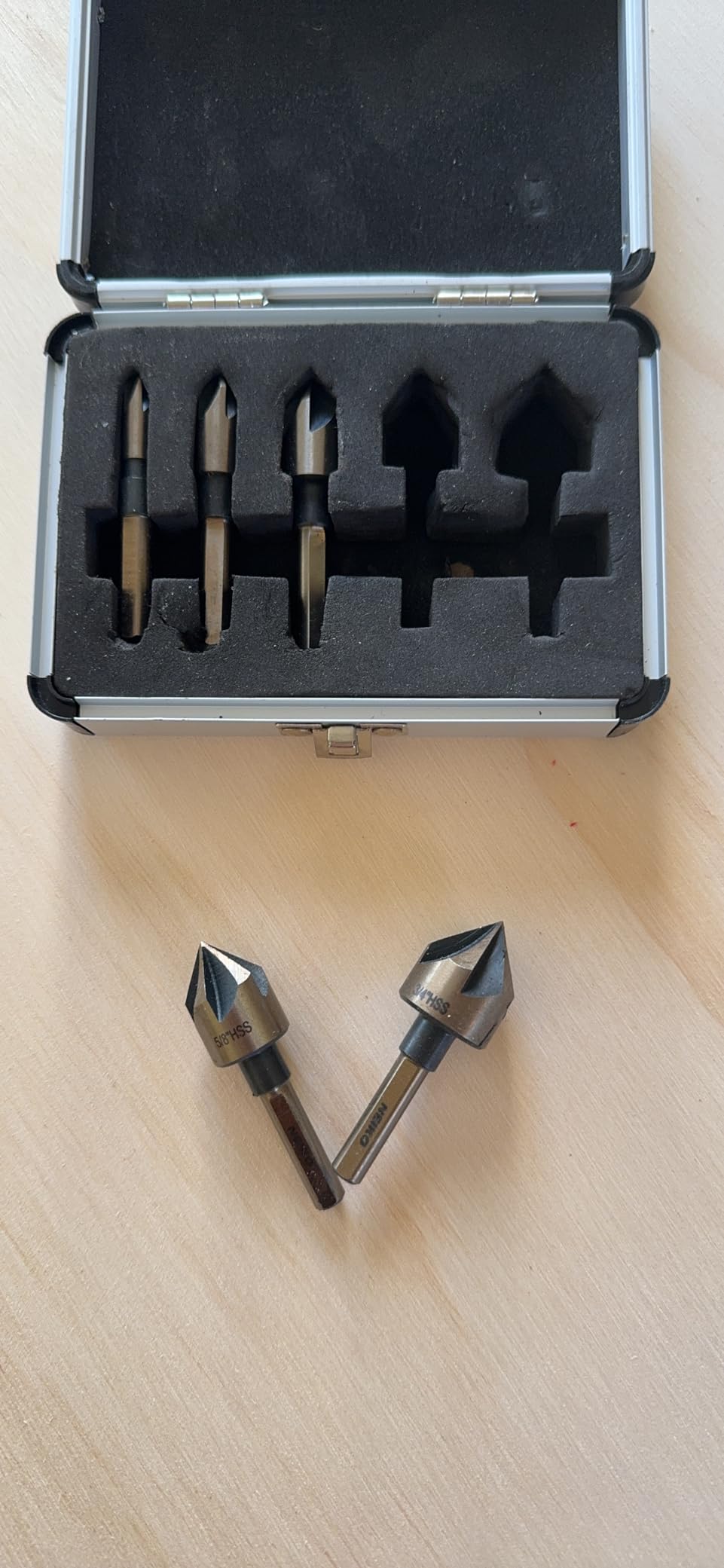 NEIKO 10218A Countersink Drill Bit Set for Wood and Metal, 1/4” Tri-Flat Shank, 5 Piece Countersink Bits, M2 High Speed Steel customer photo 2