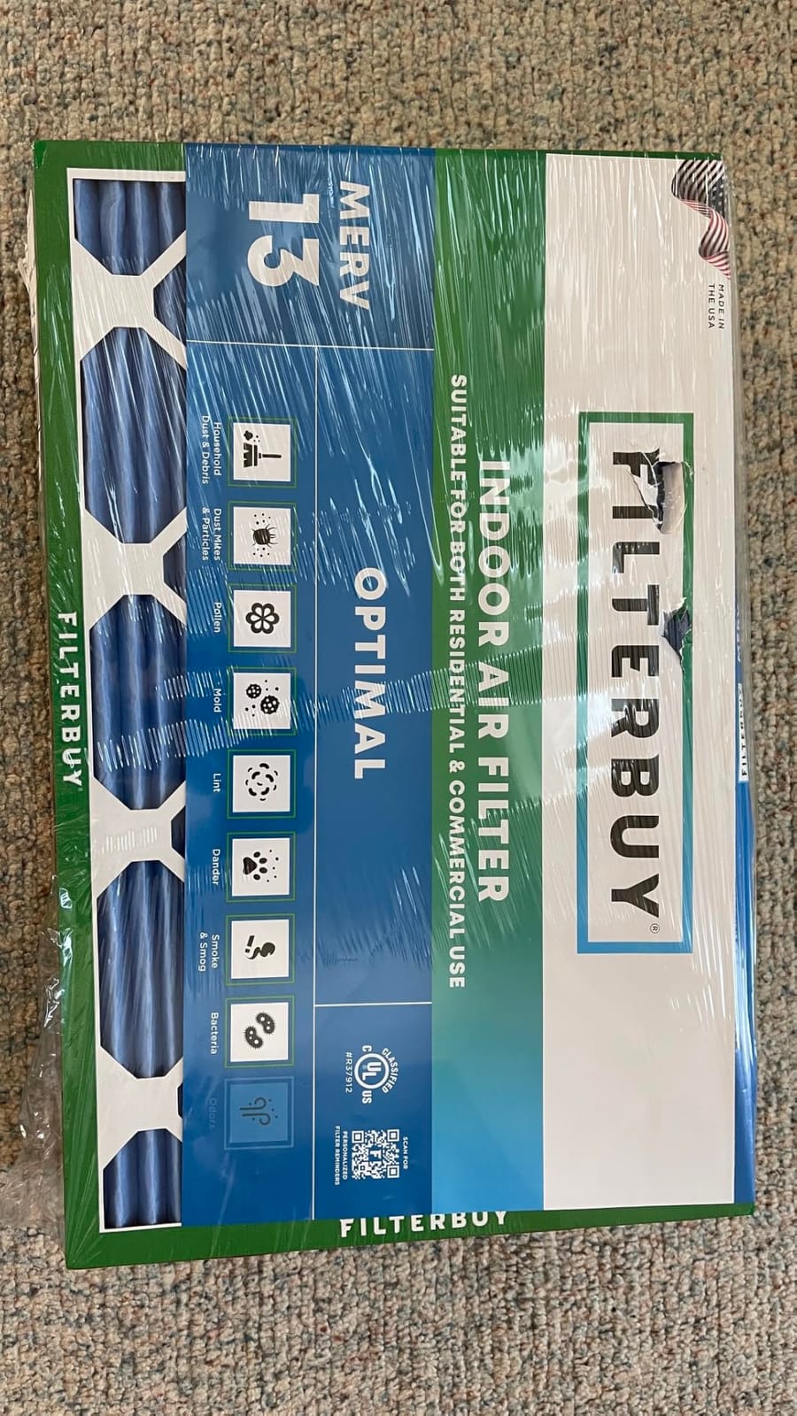 Filterbuy 16x25x1 Air Filter MERV 13 Smoke & Allergy Defense (6-Pack) customer photo 1