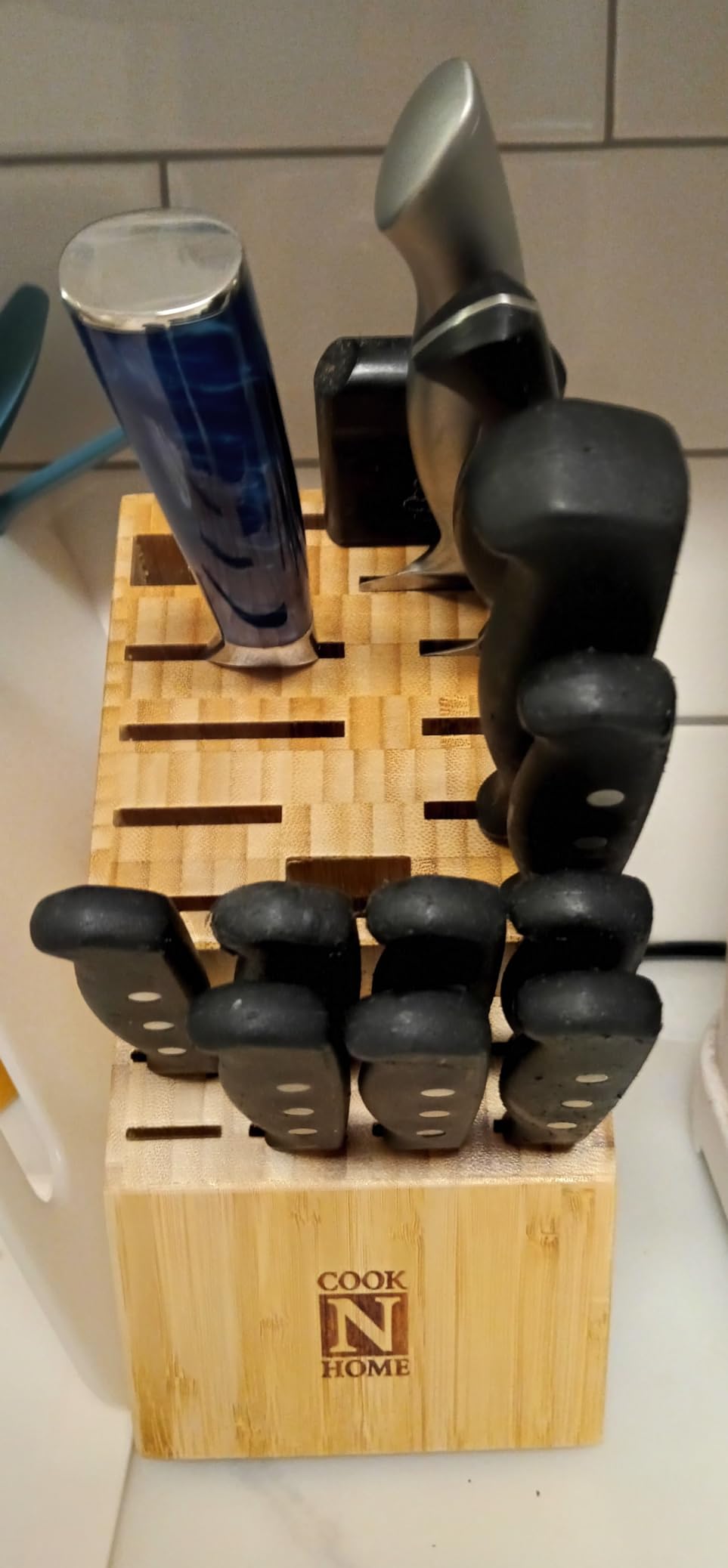Cook N Home Bamboo Knife Block 20-Slot Universal Knife Holder Countertop customer photo 1
