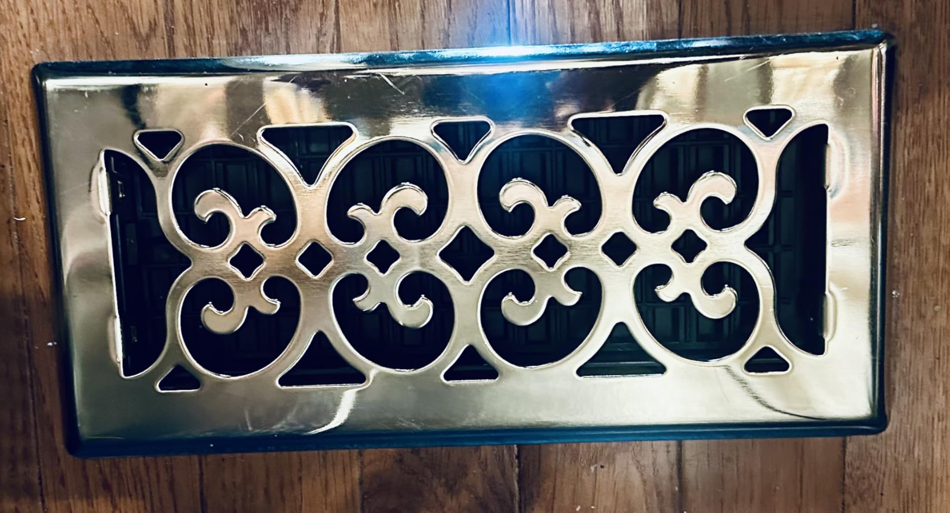 Decor Grates Metal Scroll Decorative Air Vent Cover 4x10 Floor Register – Adjustable Control Lever – AC Floor Vent Covers for Home Floor Vents – Fits 4 x 10 Inch Opening – Rubbed Bronze (SPH410-RB) customer photo 2