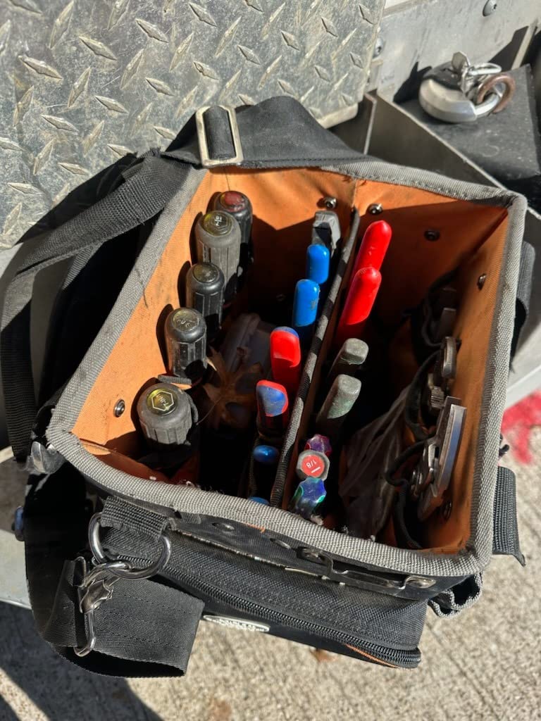 Klein Tools 5541610-14 Tool Bag with Shoulder Strap Has 40 Pockets for Tool Storage and Orange Interior customer photo 1