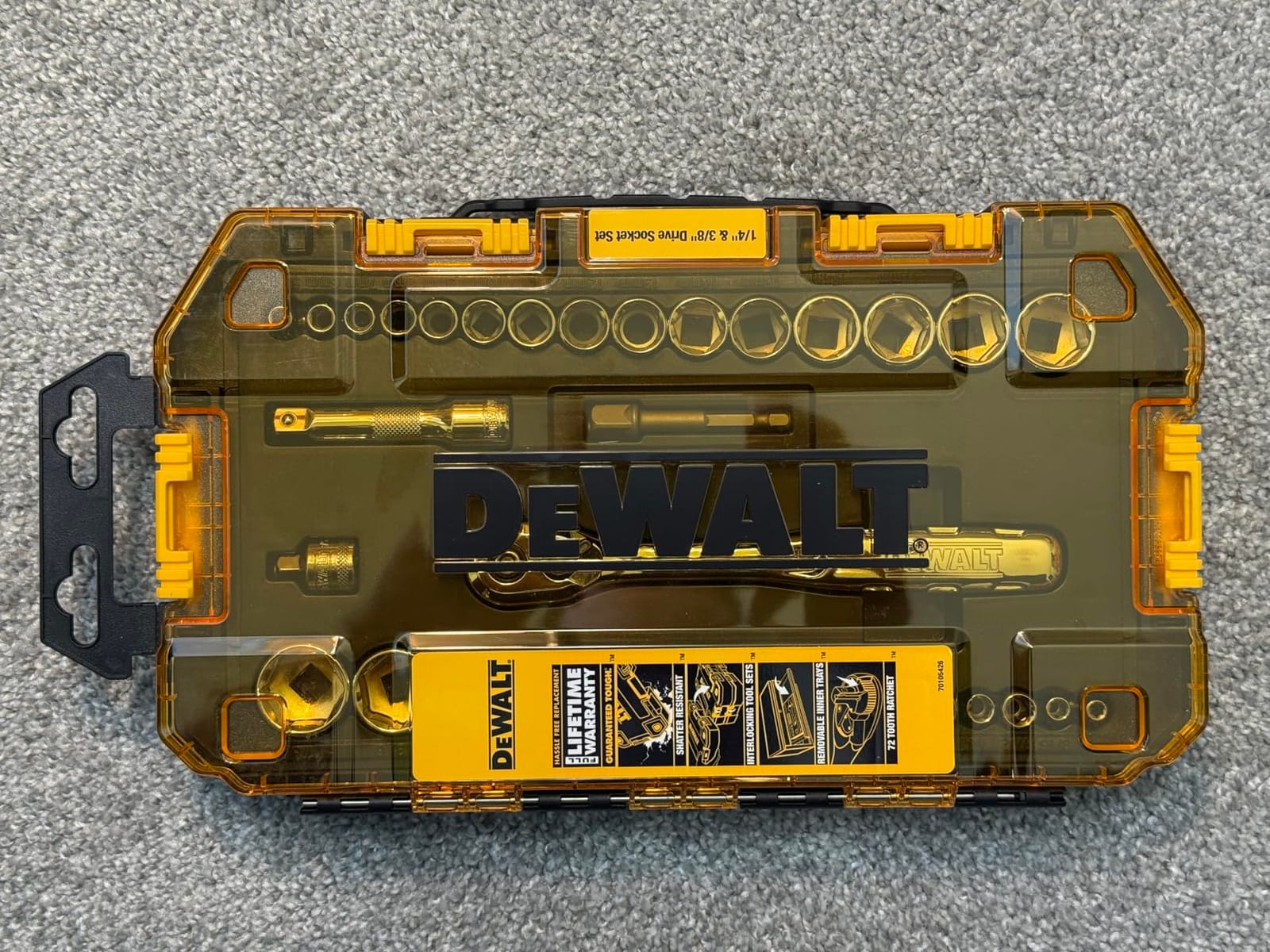 DEWALT Socket Set, 1/4-Inch & 3/8-Inch Drive, SAE/Metric, 34-Piece (DWMT73804) customer photo 2