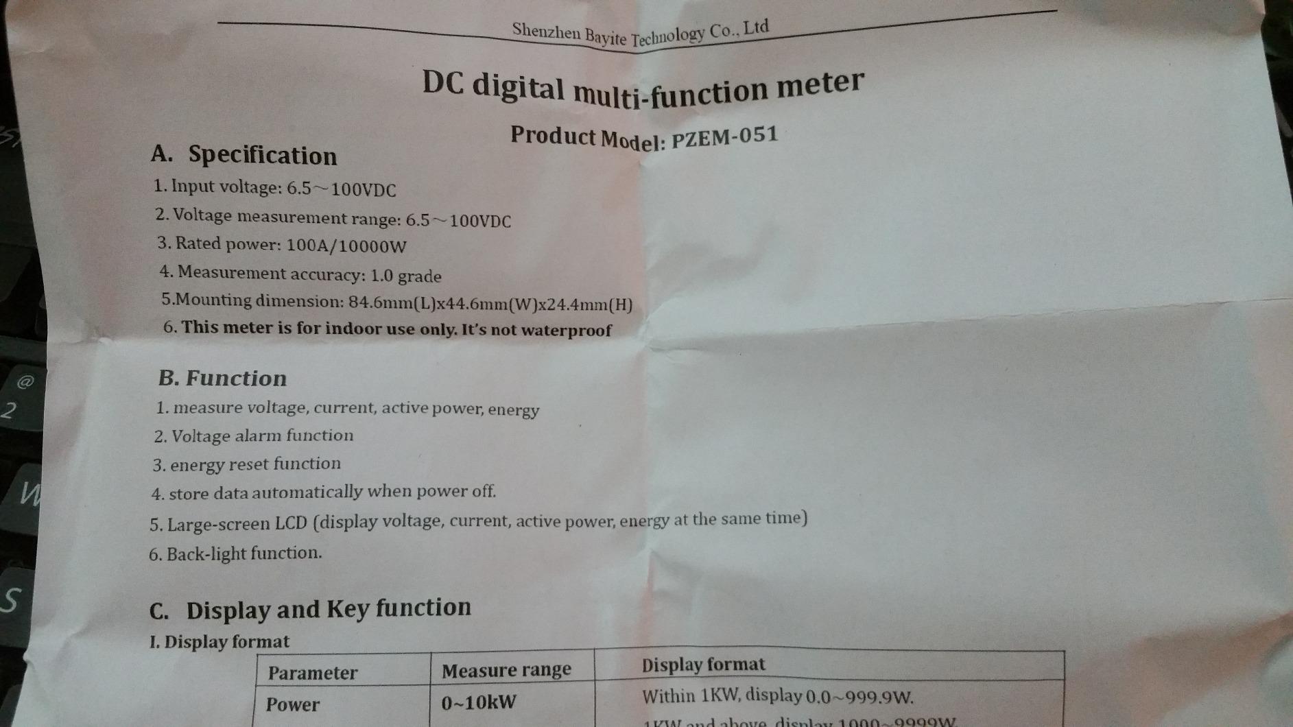 DC 8-100V 0-100A Amp Meter Voltmeter Battery Monitor with 100A Shunt customer photo 2