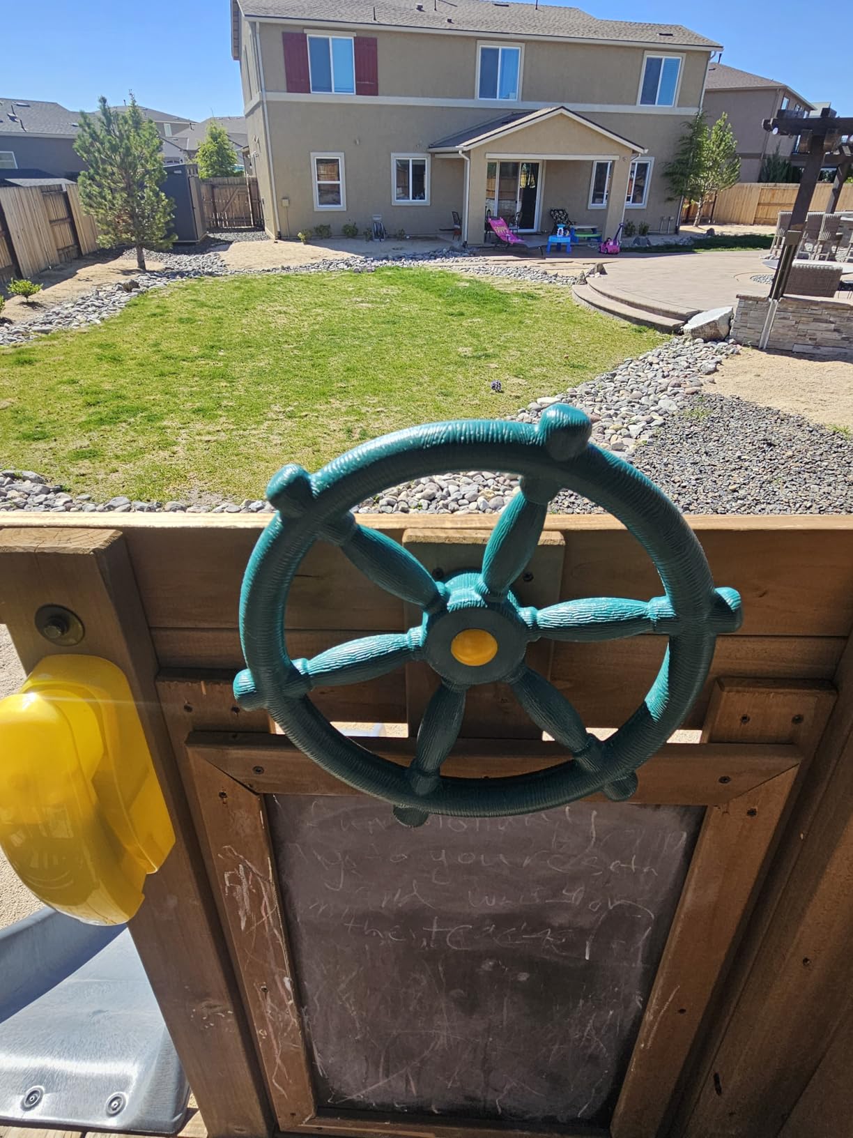 Jungle Gym Kingdom Pirate Ship Wheel for Kids - Toy Steering Wheel for Treehouse, Outdoor Playhouse, Backyard Playset or Swing Set - Playground Accessories & Attachments (Blue) customer photo 2