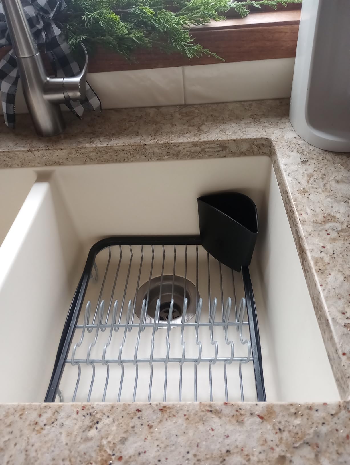 Umbra Sinkin Dish Drying Rack, in Sink or Countertop Drainer, White/Nickel customer photo 1