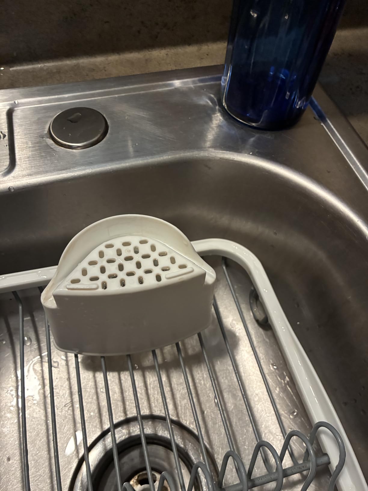 Umbra Sinkin Dish Drying Rack, in Sink or Countertop Drainer, White/Nickel customer photo 2