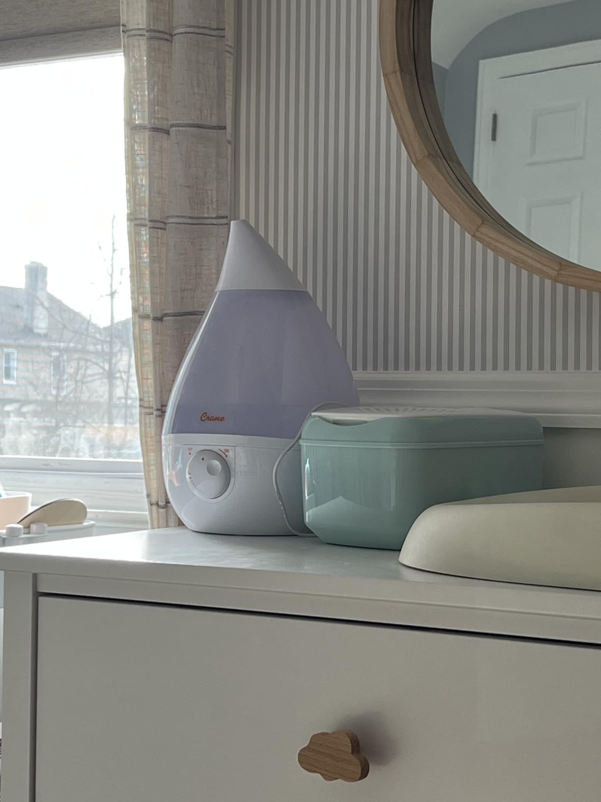 Crane Ultrasonic Cool Mist Humidifier for Bedroom, Baby Nursery, Kids Room, Plants, or Office, Large 1 Gallon Tank, Filter Optional, Clear and White customer photo 2