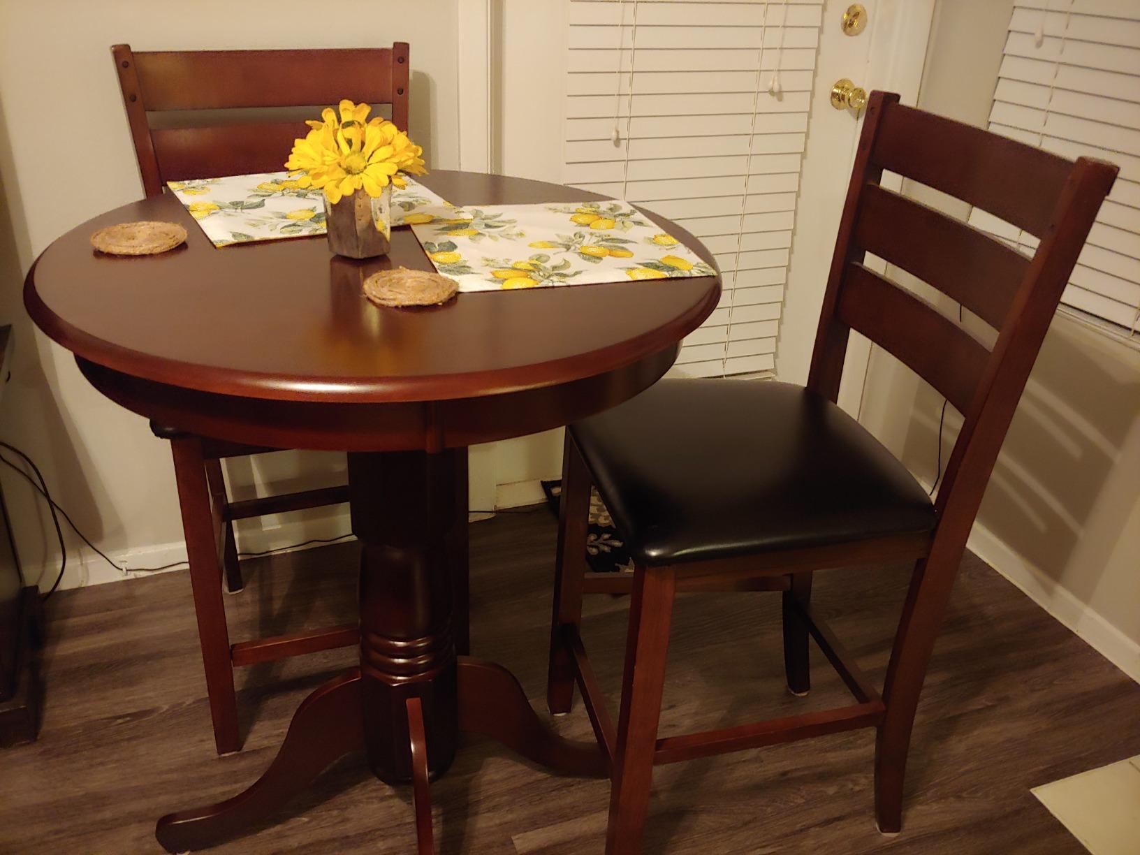 East West Furniture EDT-OAK-TP Eden Counter Height Dining Table - a Round Dinner Table Top with Pedestal Base, 30x30 Inch, Oak customer photo 1
