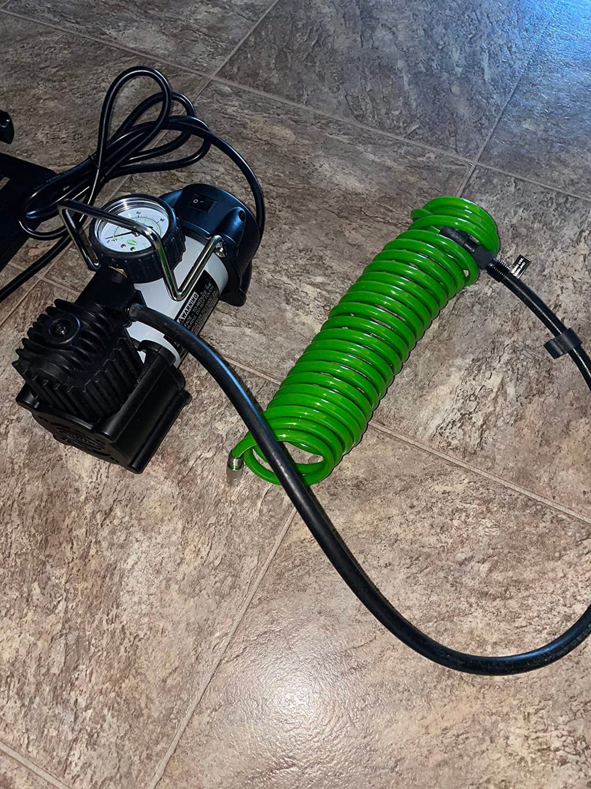 Slime 40045 Home Tire Inflator, Wall Mounted 120V, SUV, 4x4 Air Compressor, Heavy Duty, 2X Pro Power, with Analog 100 psi Dial Gauge, Long Hose and LED Light, 4 min Inflation customer photo 1