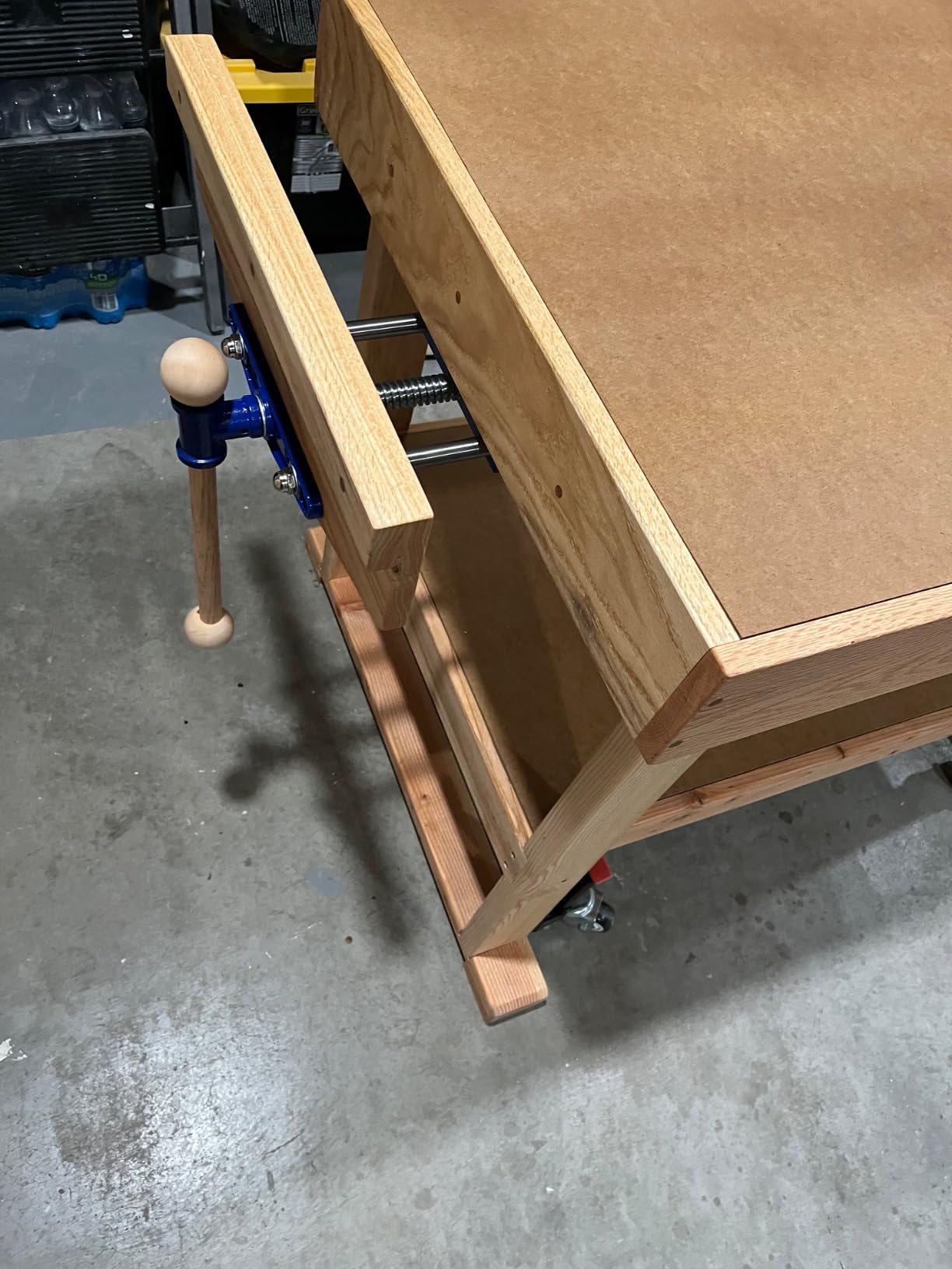 Yost Vises F9WW Front Vise | 9 Inch Woodworking Vise with guide bars | Blue customer photo 2