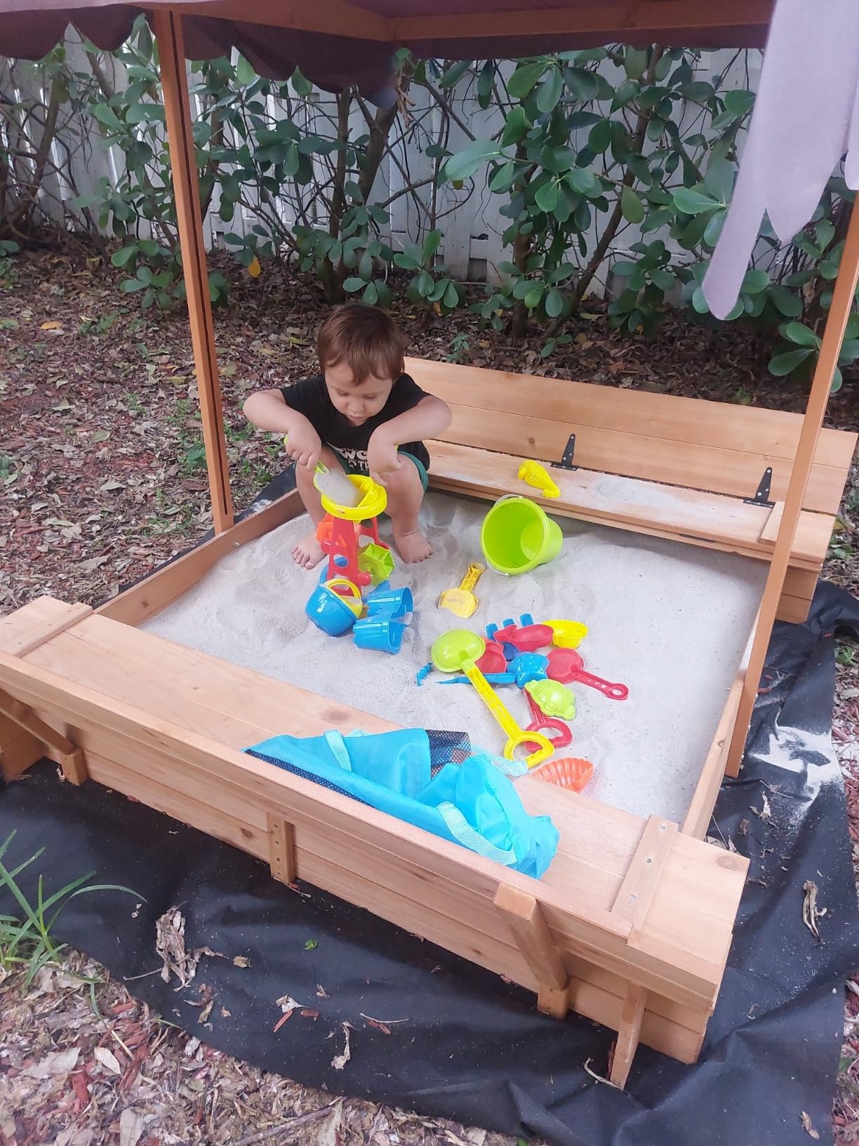 Beach Toys, 19 Piece Sand Toys Set Kids Sandbox Toys Includes Water Wheel Beach Tool Kit Bucket Watering Can Molds with Mesh Bag for Kids Ages 3-13 customer photo 2