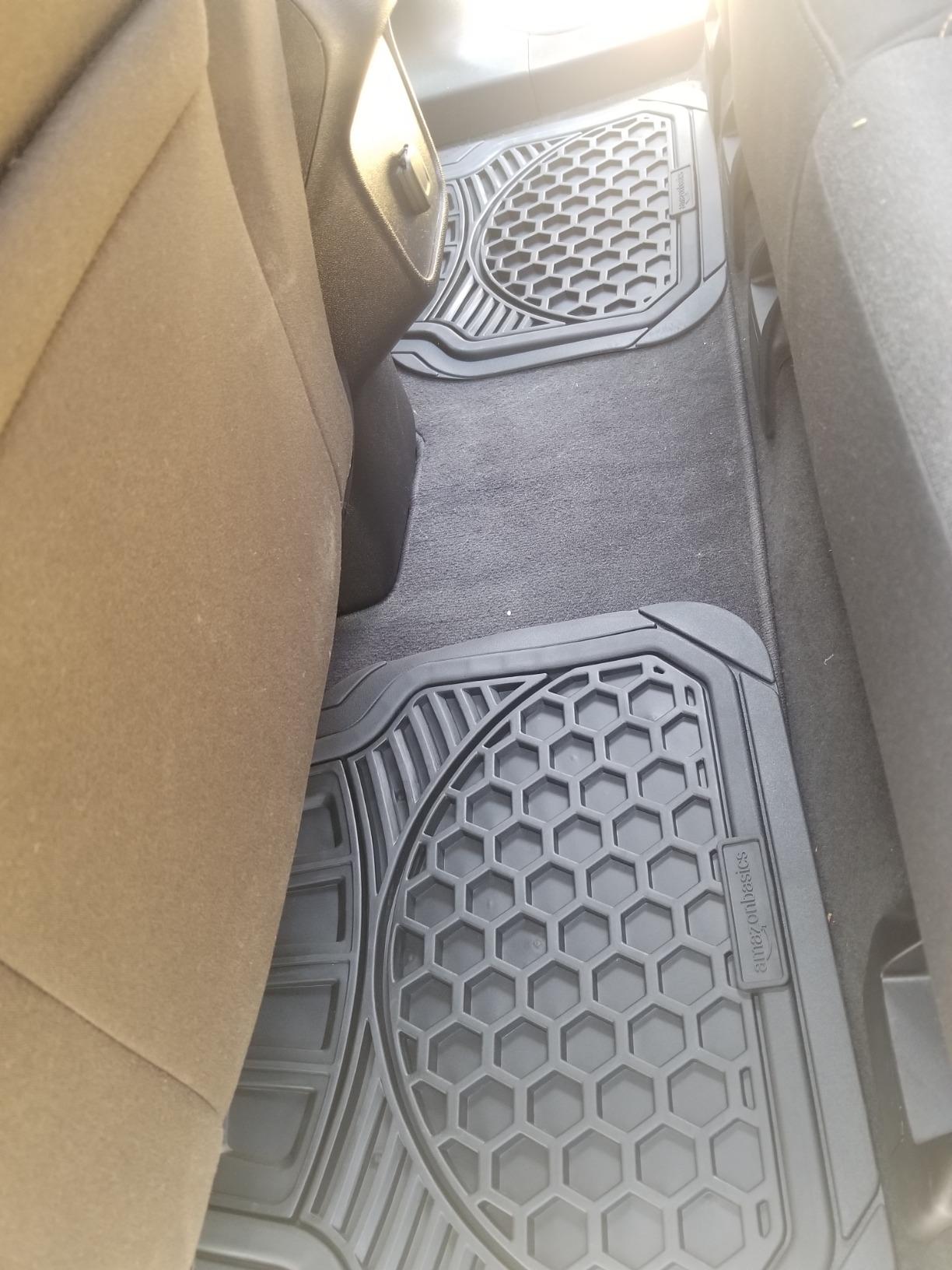Amazon Basics Heavy Duty Thick PVC Car Floor Mats, Anti-Slip, Easy to Clean, Universal Trim-to-Fit All-Weather for Automotive SUV Sedans Trucks, 4-Piece, Solid Black customer photo 2