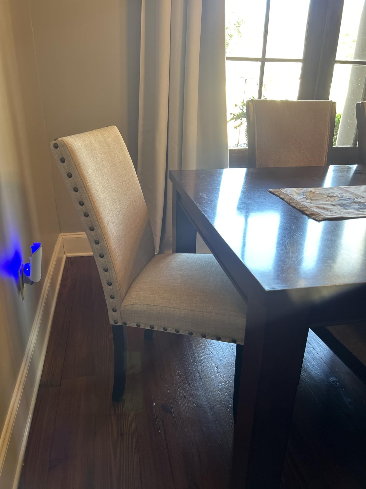Roundhill Furniture Biony Fabric Dining Chairs with Nailhead Trim, Set of 2, Tan customer photo 1