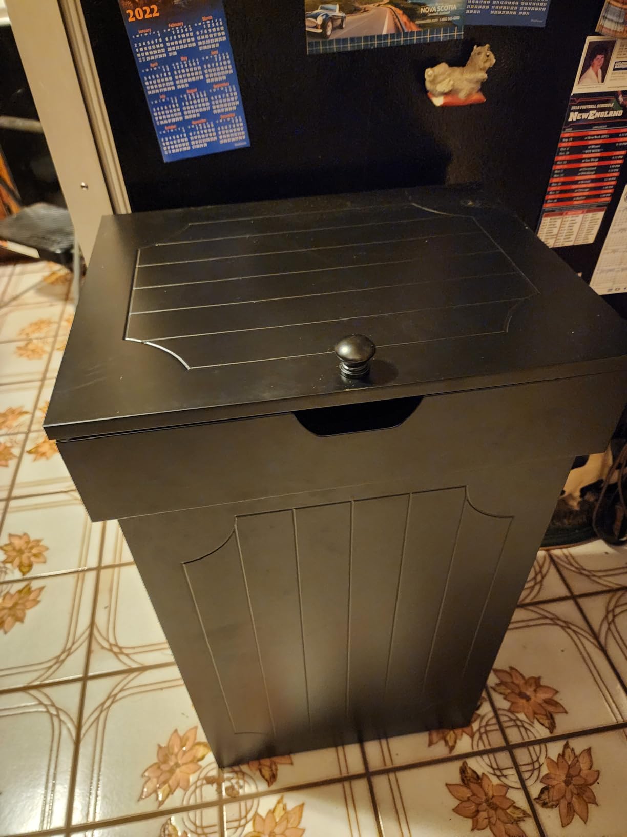 Function Home Trash Can Cabinet, 13 Gallon Kitchen Garbage Can, Wood Recycling Trash Bin, Freestanding Dog Proof Trash Can, Farmhouse Trash Cabinet with Lid for Home Kitchen Bathroom, White customer photo 2