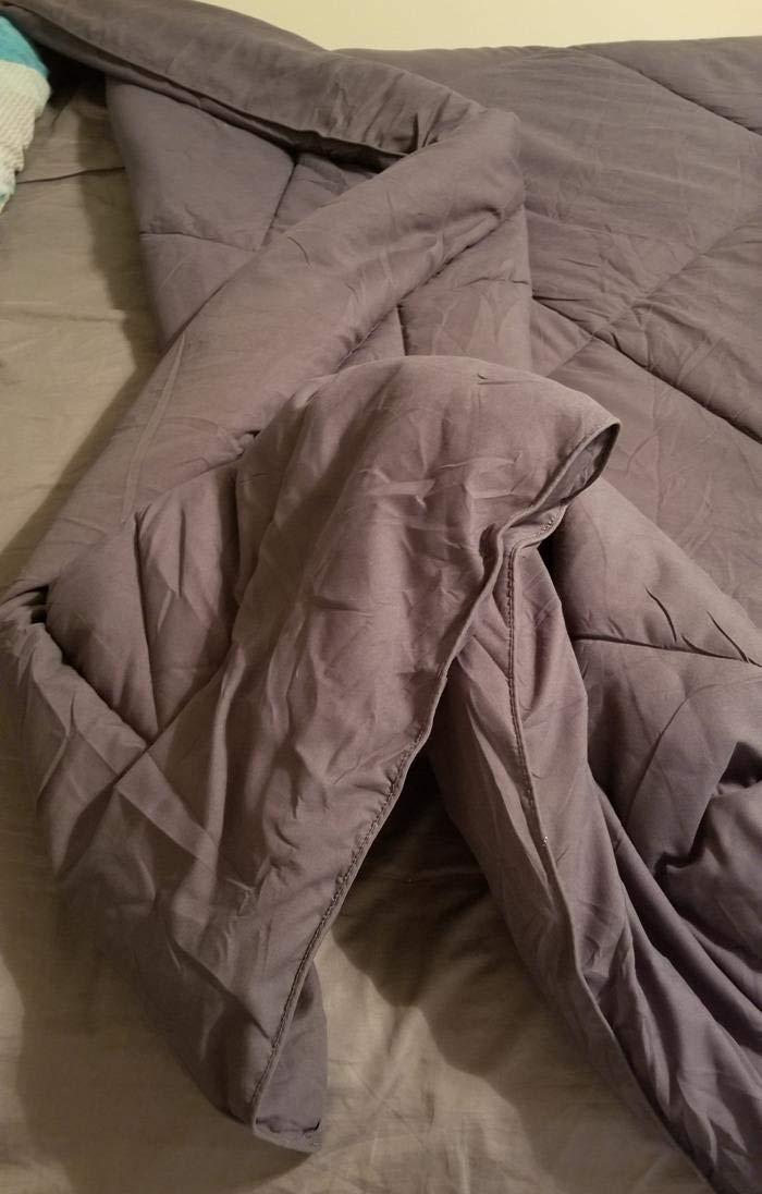 TEKAMON All Season Queen Comforter,Down Alternative Duvet Insert,Grey customer photo 2