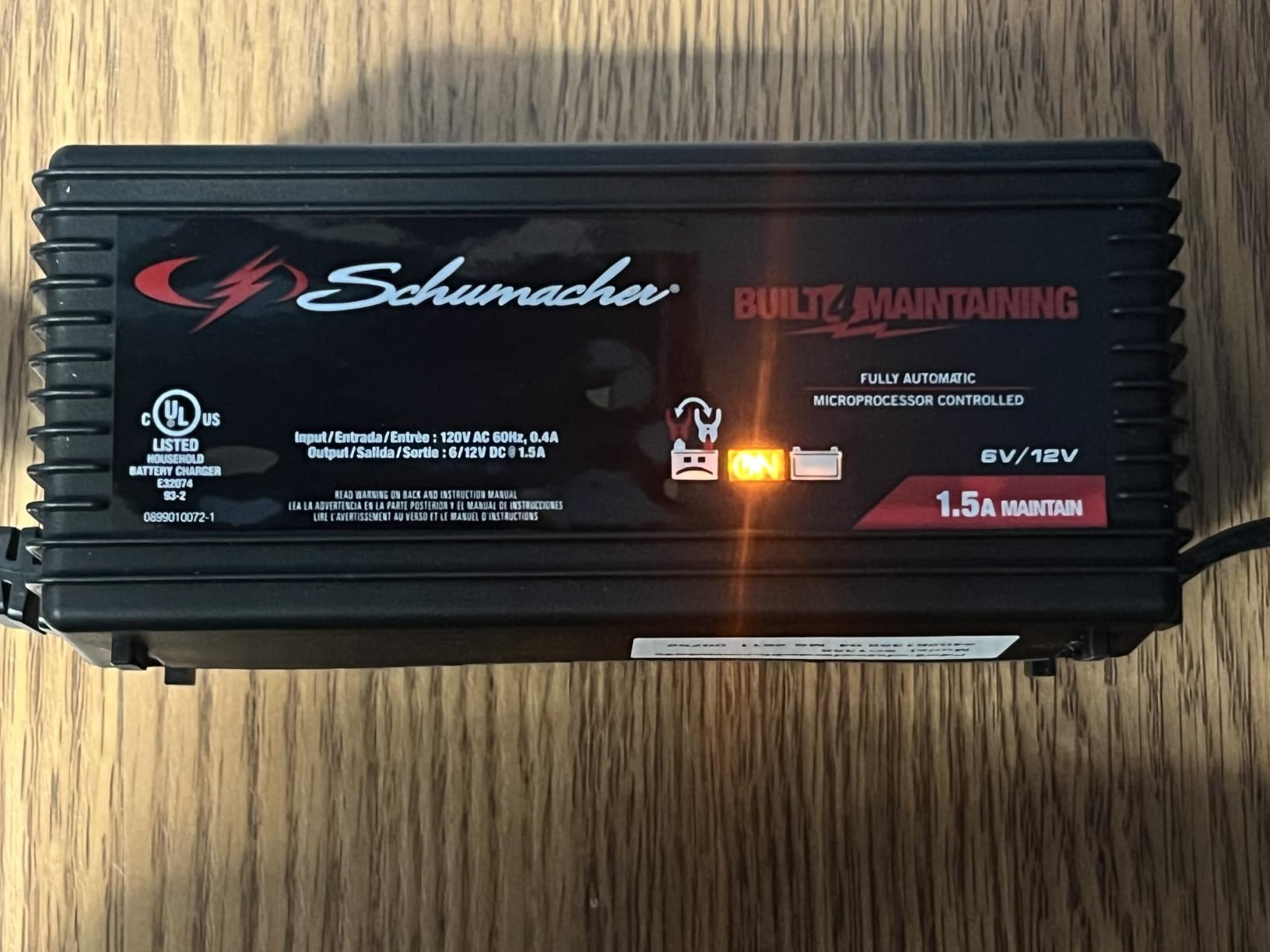 Schumacher Electric 1.5A Car Battery Charger & Maintainer, 6V/12V – SC1355 customer photo 1